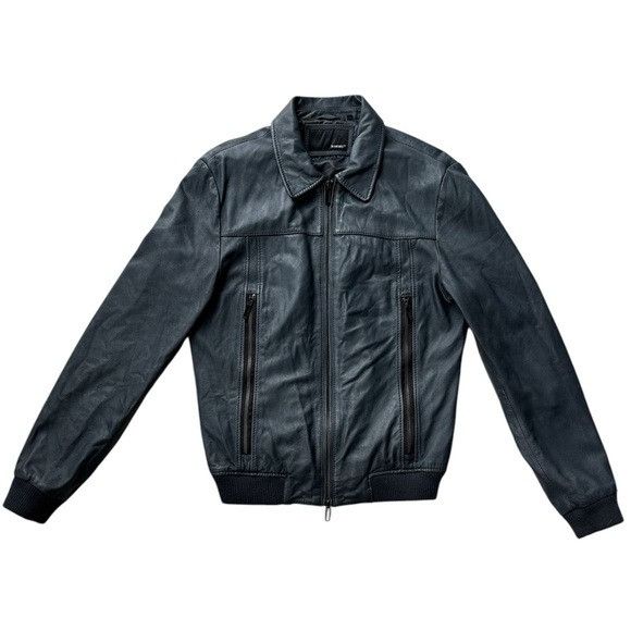 7Diamonds 7 Diamonds 100% Leather Bomber Jacket Slate Blue Men’s M Size US M / EU 48-50 / 2 - 1 Thumbnail