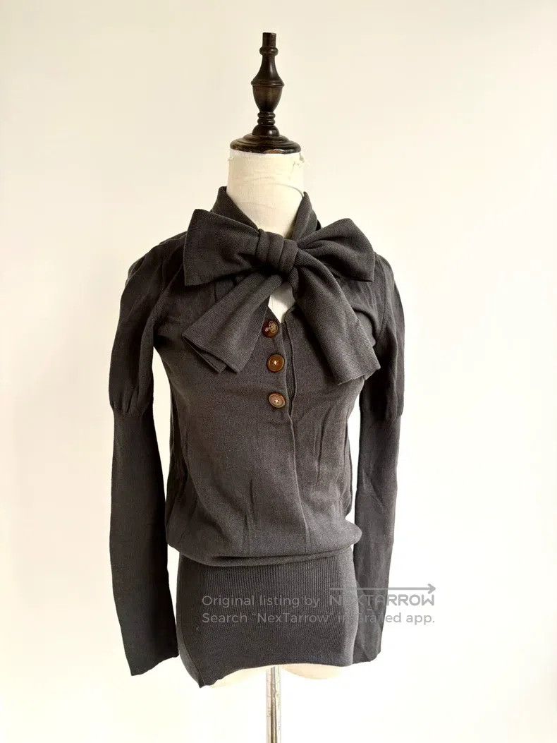 Vivienne Westwood Vivienne Westwood Grey Bow Saturn Knit Top Size S / US 4 / IT 40 - 1 Thumbnail