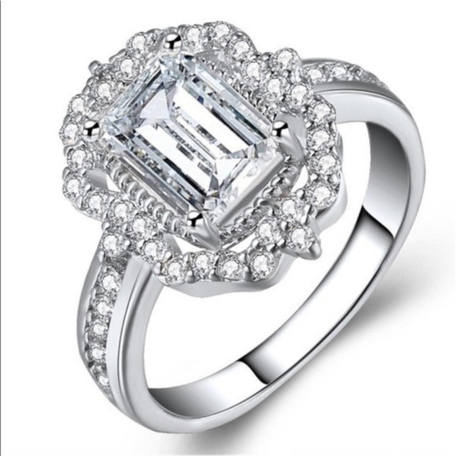 Designer Silver Zircon 3.5 CT Princess Ring Size 7 NWT Size ONE SIZE - 1 Thumbnail