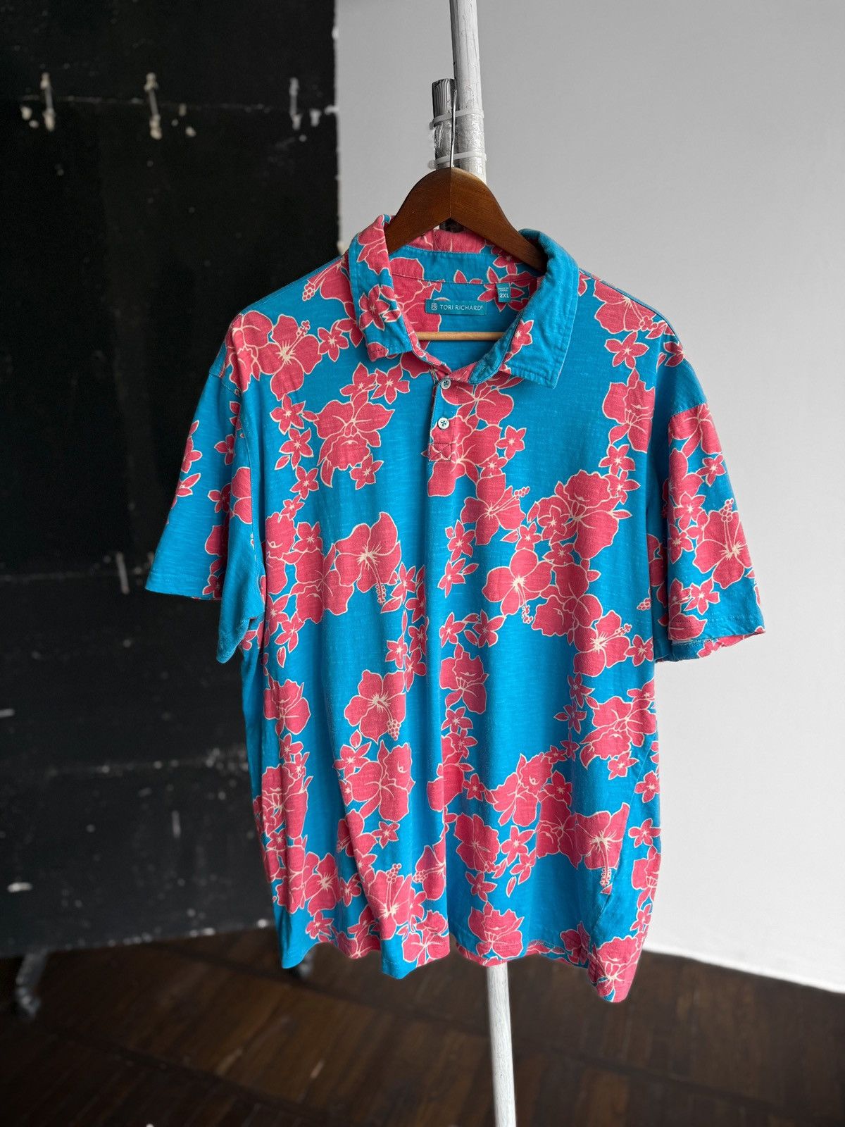 Tori Richard Tori Richard Mens Floral Hibiscus Print Cotton Polo Shirt Size US XXL / EU 58 / 5 - 1 Thumbnail
