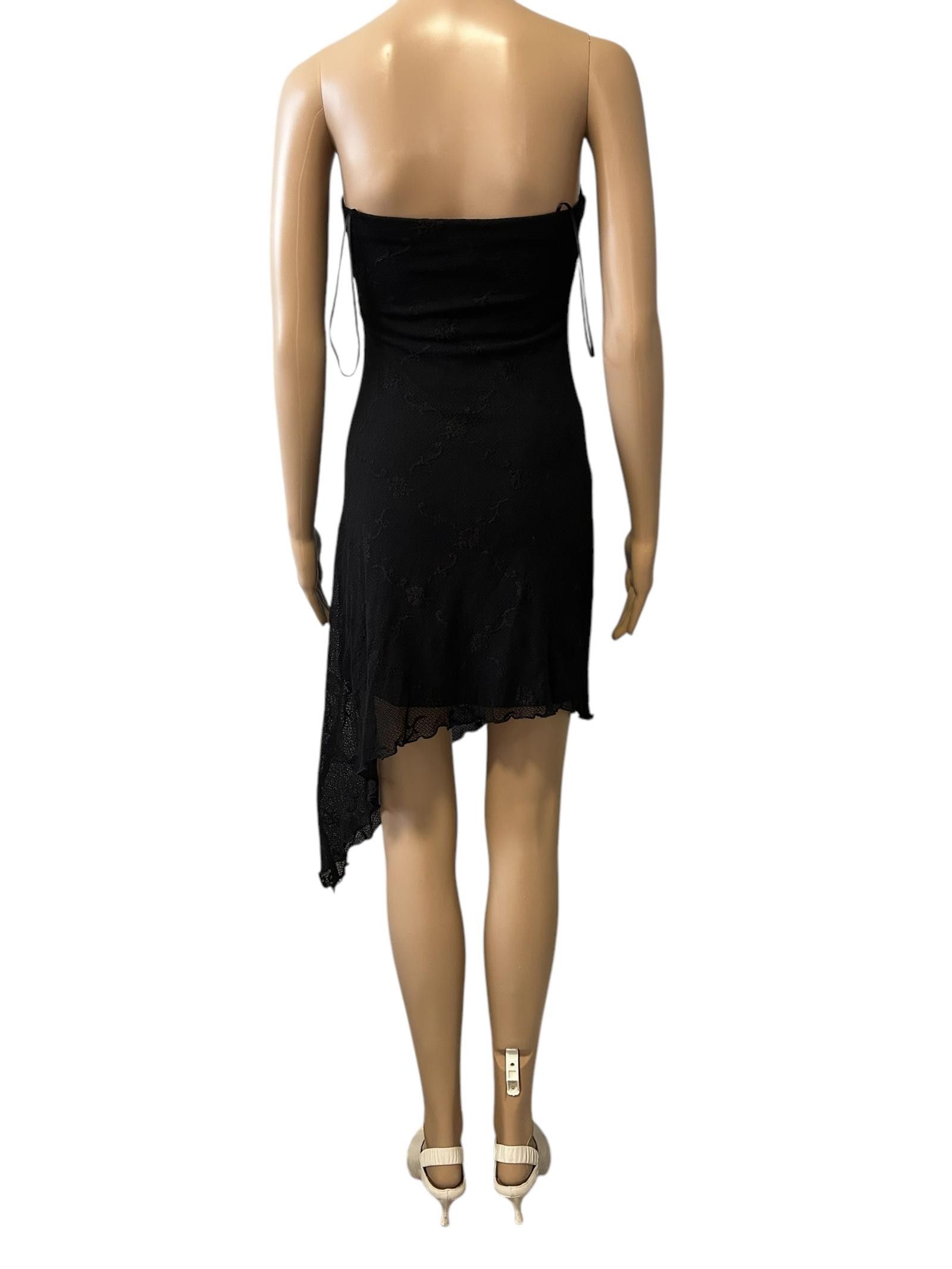 Designer Elegant Strapless Black Lace Dress Size XS / US 0-2 / IT 36-38 - 5 Thumbnail