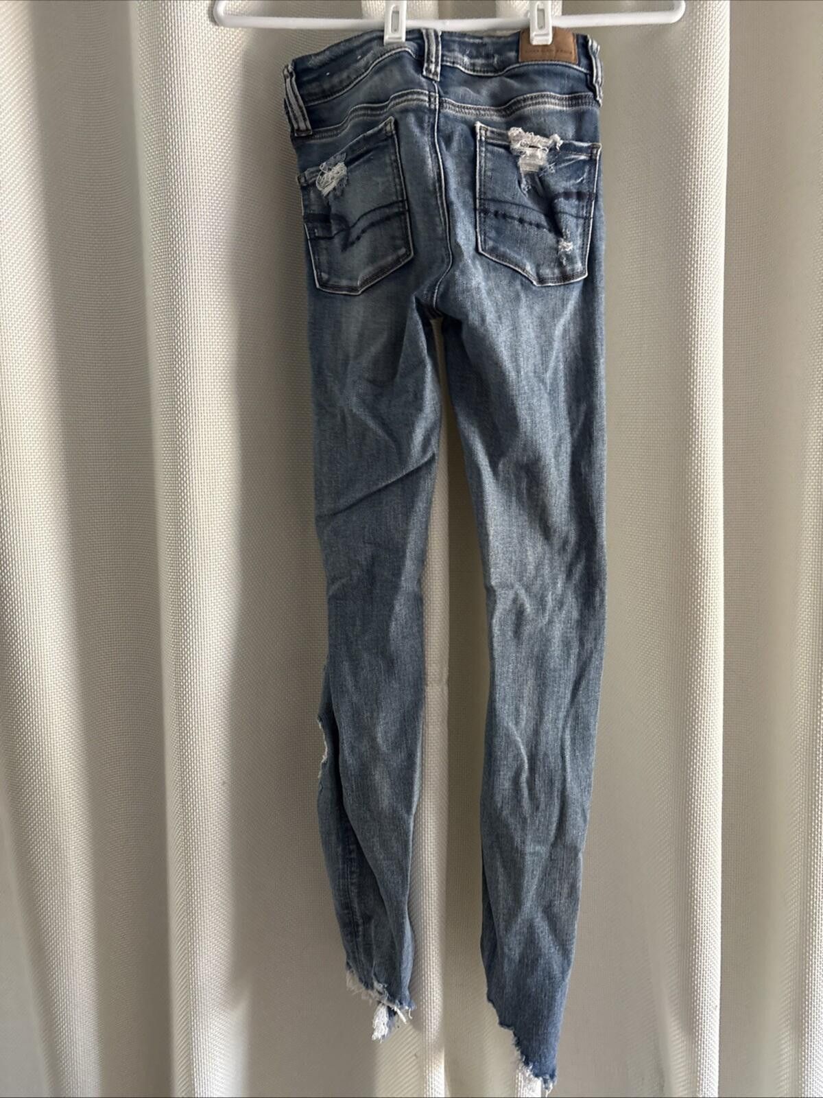 American Eagle Outfitters American Eagle Jeggings Women’s 0 Skinny High Rise Ripped Size 25" / US 0 / IT 36 - 2 Thumbnail