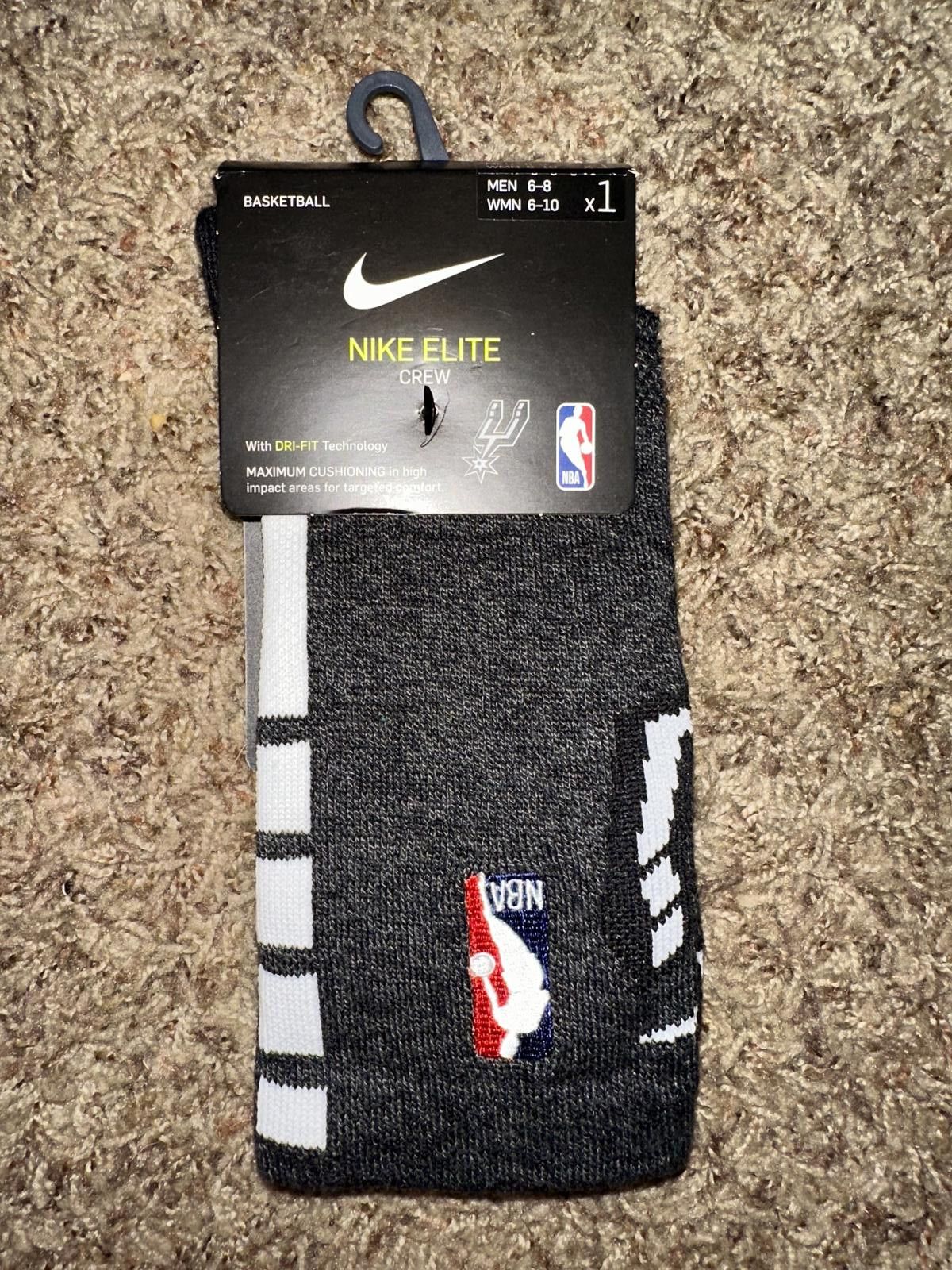 Nike Nike Men’s Elite Dri-Fit Crew Basketball Socks San Antonio Spurs Size ONE SIZE - 1 Thumbnail