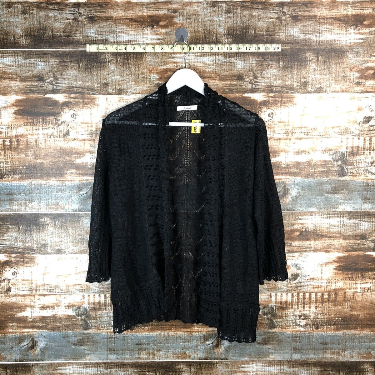 Homespun Knitwear × Japanese Brand Ledual Black crochet meshnet Cardigan Knitwear #A1352 Size M / US 6-8 / IT 42-44 - 1 Thumbnail