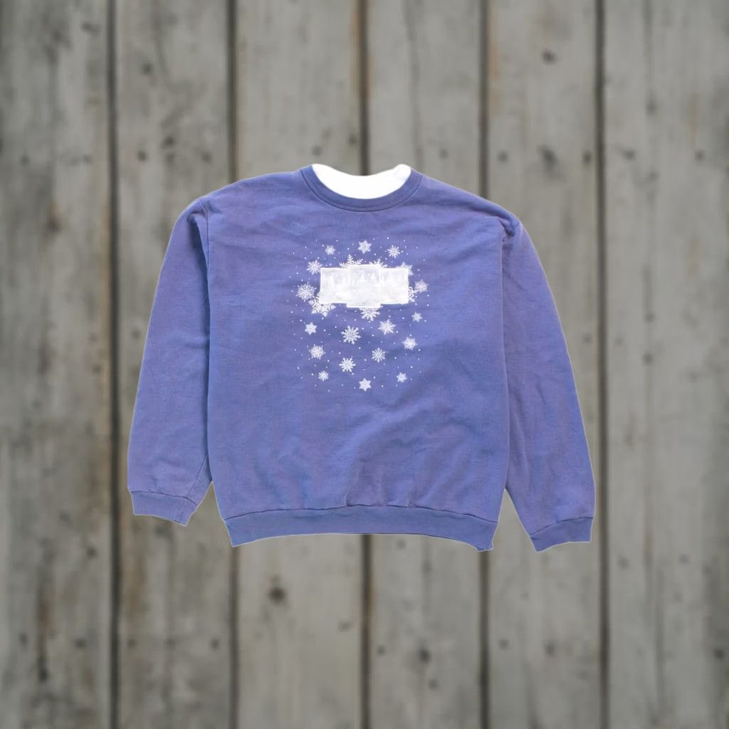 Vintage VINTAGE Blue Ugly Christmas Sweatshirt 55792 Large Regular Blue Christmas Snowflakes 1990s Cotton Polyester Mens Womens Size L / US 10 / IT 46 - 1 Thumbnail