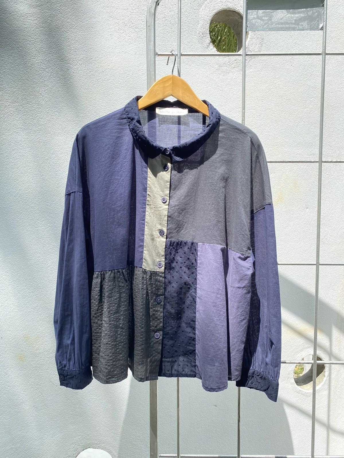 Designer × Japanese Brand l'atelier du savon Patchwork Navy and Beige Blouse Size M / US 6-8 / IT 42-44 - 10 Thumbnail