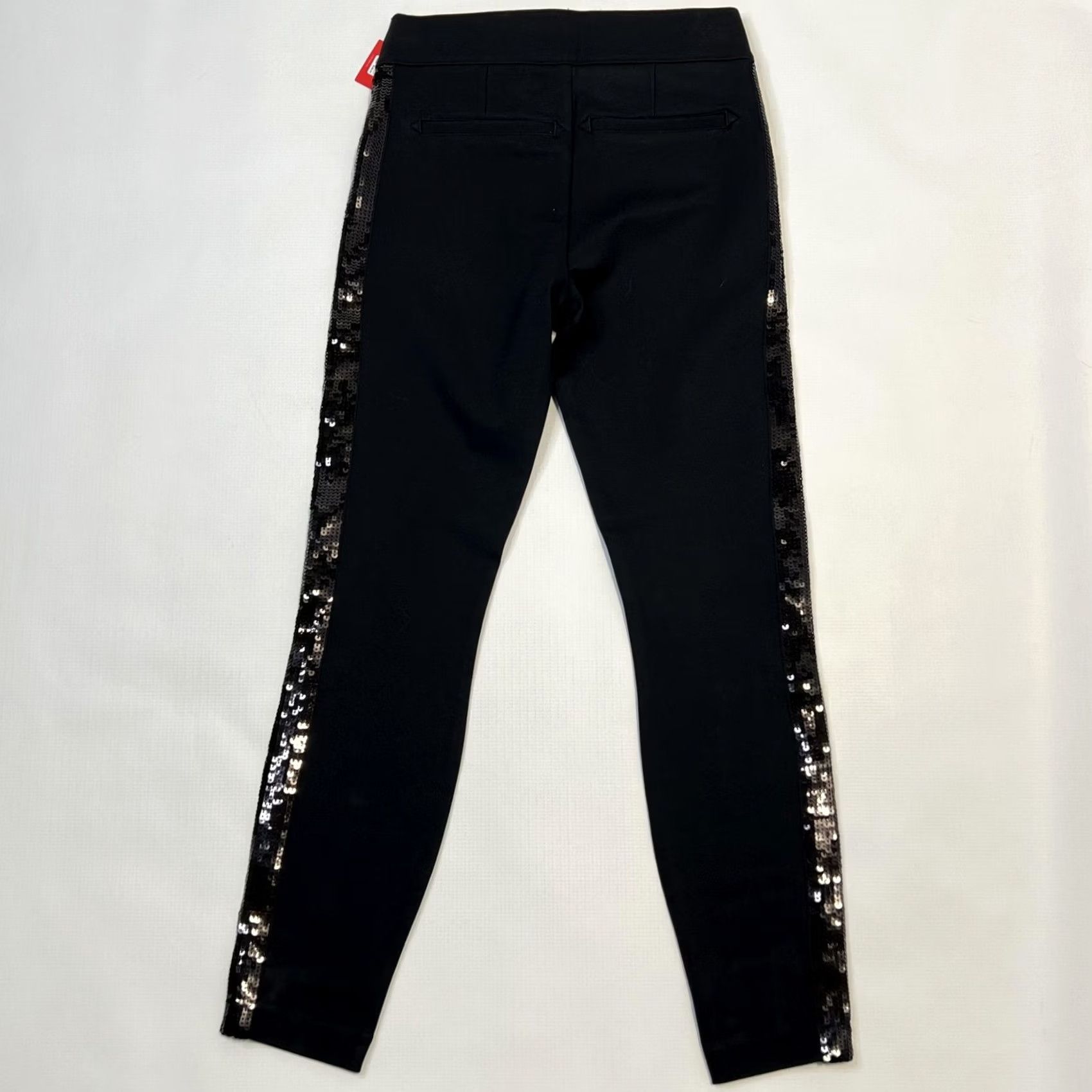 Spanx VINTAGE? No. Spanx Ponte Skinny Pants Womens XS Black Sequin Trim High Rise Stretch Slim Size 26" / US 2 / IT 38 - 4 Thumbnail
