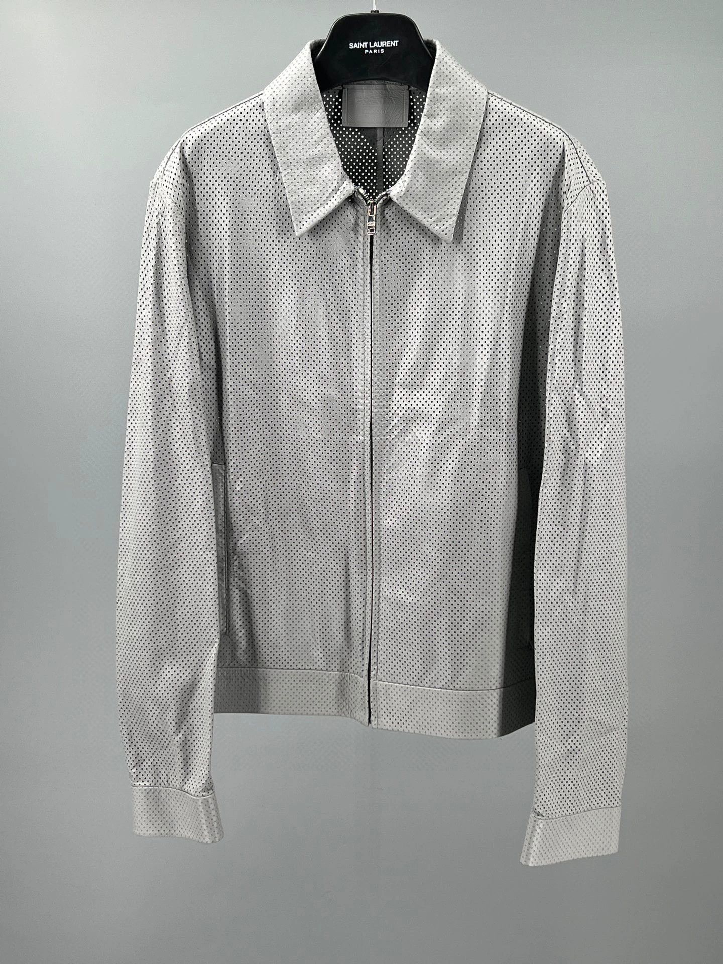 Prada prada men's gray perforated leather jacket Size US M / EU 48-50 / 2 - 1 Thumbnail