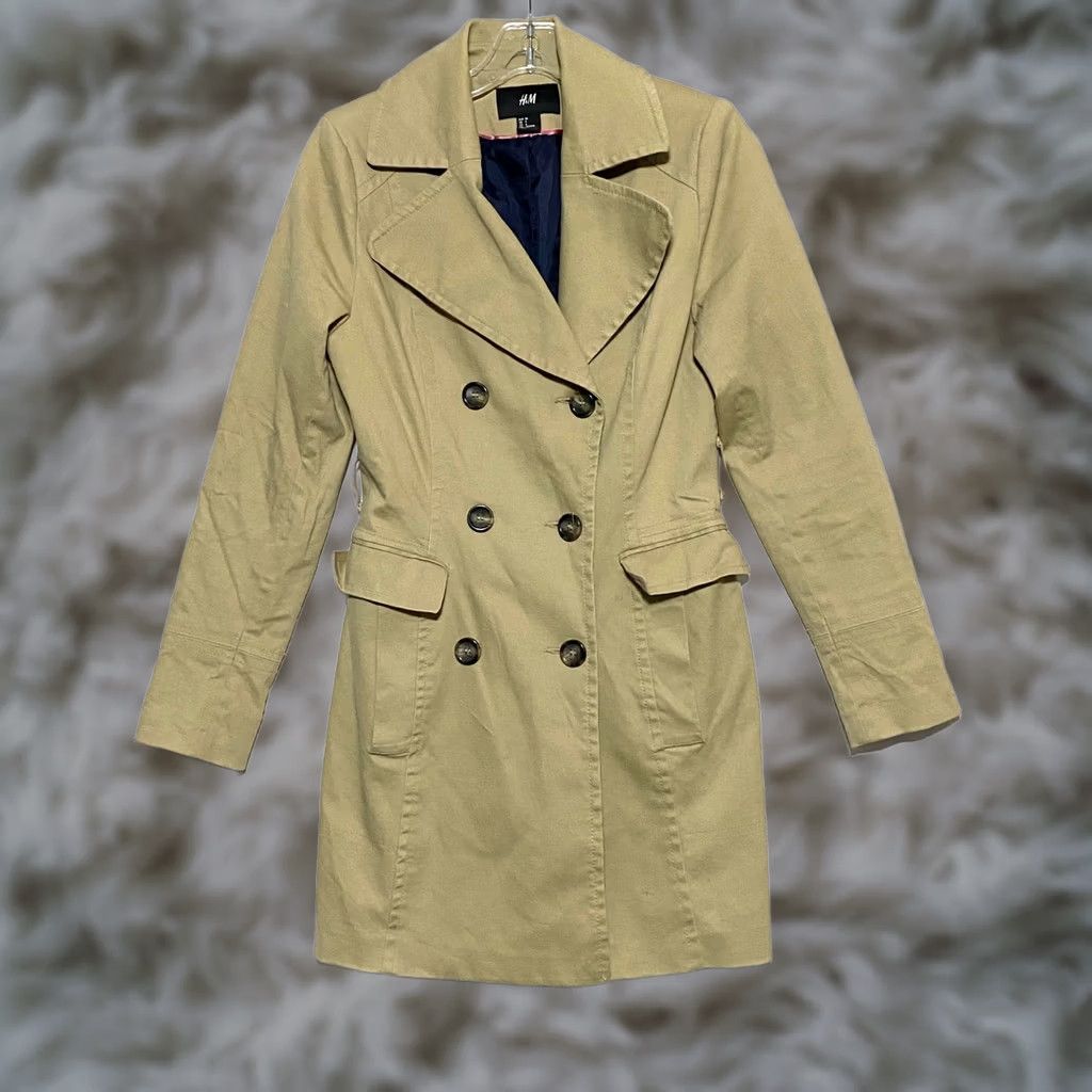 H&M H&M Trench Coat Womens 6 Double Breasted Khaki Office Preppy Timeless Casual Workwear Coat Size M / US 6-8 / IT 42-44 - 1 Thumbnail