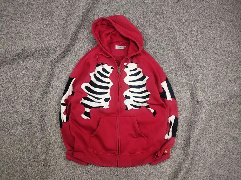 Carhartt Vintage Carhartt Skeleton Red Fit Zip hooded chase jacket Size US L / EU 52-54 / 3 - 1 Thumbnail