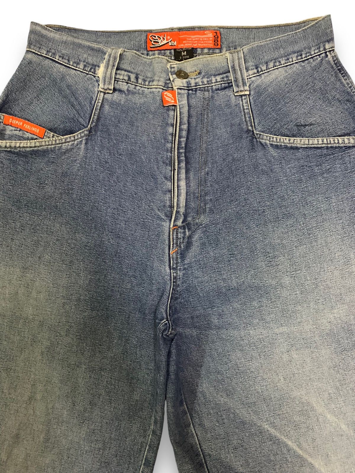 JNCO Vintage Soul USA Blue Washed Baggy Distressed Jorts Jeans Size US 31 - 4 Thumbnail