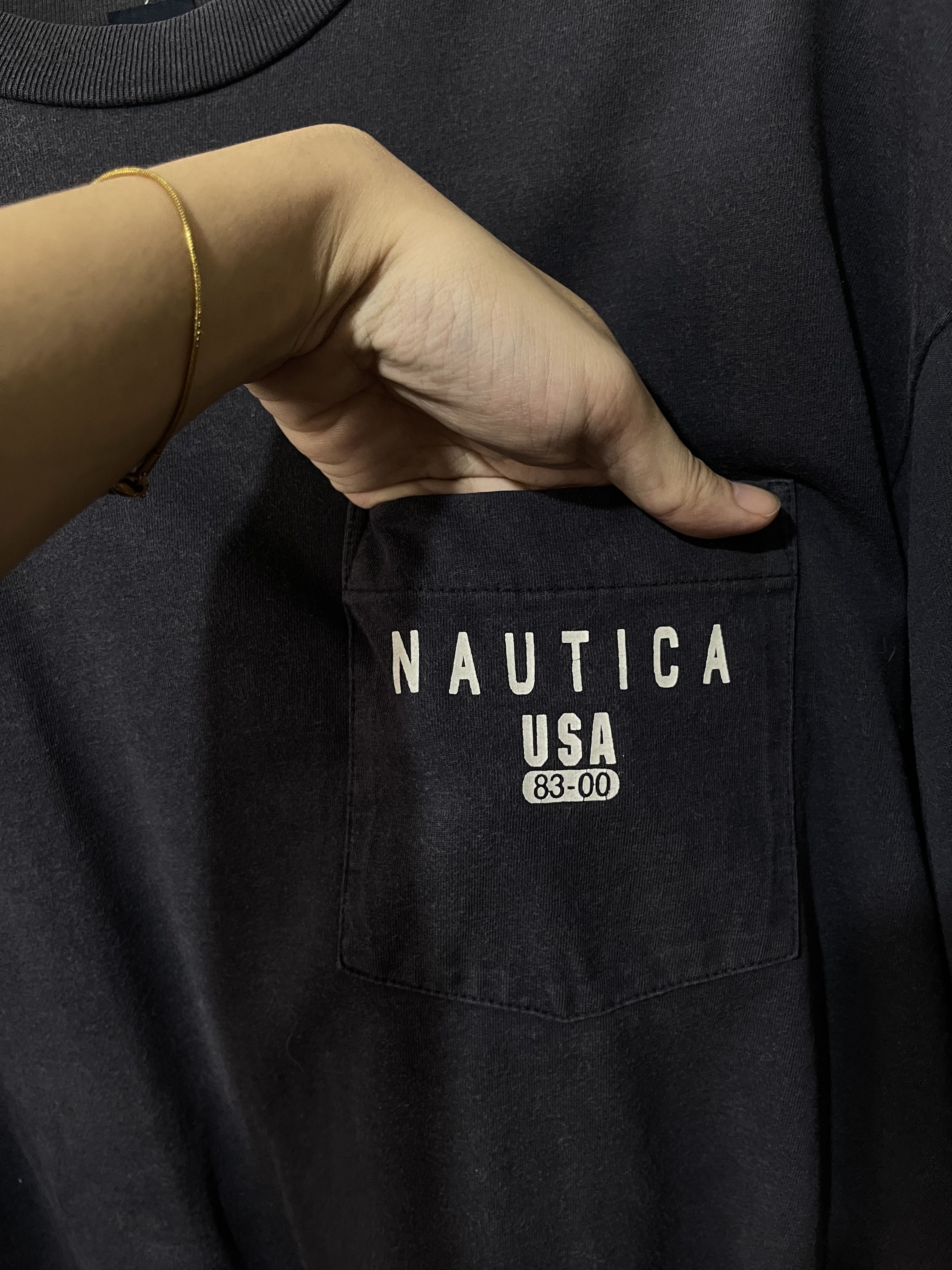 Nautica × Vintage Vintage 90s Nautica Pocket Tee Size US XL / EU 56 / 4 - 4 Thumbnail