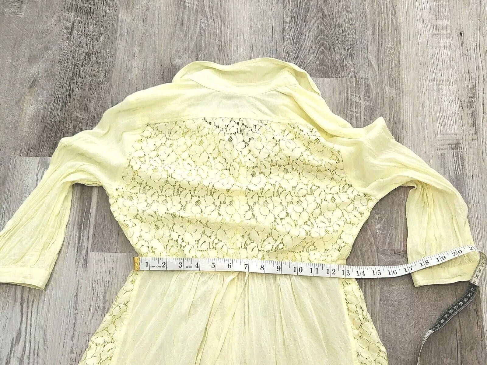 Free People Free People Tunic Top Size 6 Pale Yellow Lace Back 3/4 Size M / US 6-8 / IT 42-44 - 6 Thumbnail