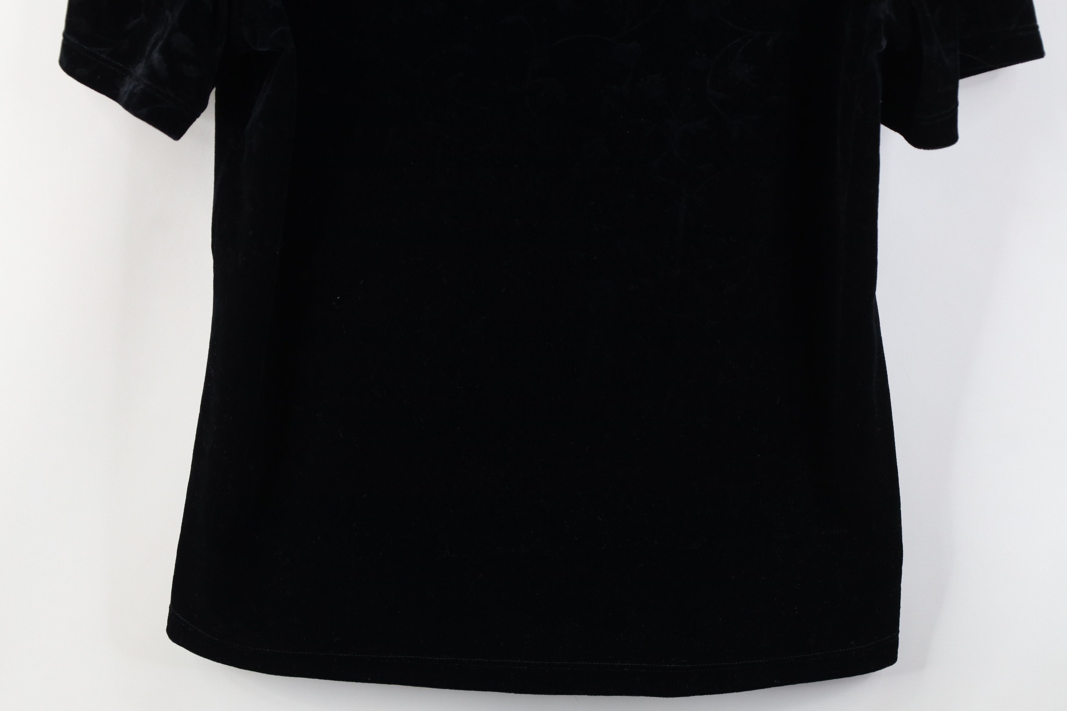 Vintage Vintage 90s Y2K Babydoll Velvet Velour T-Shirt Black USA Size L / US 10 / IT 46 - 3 Thumbnail