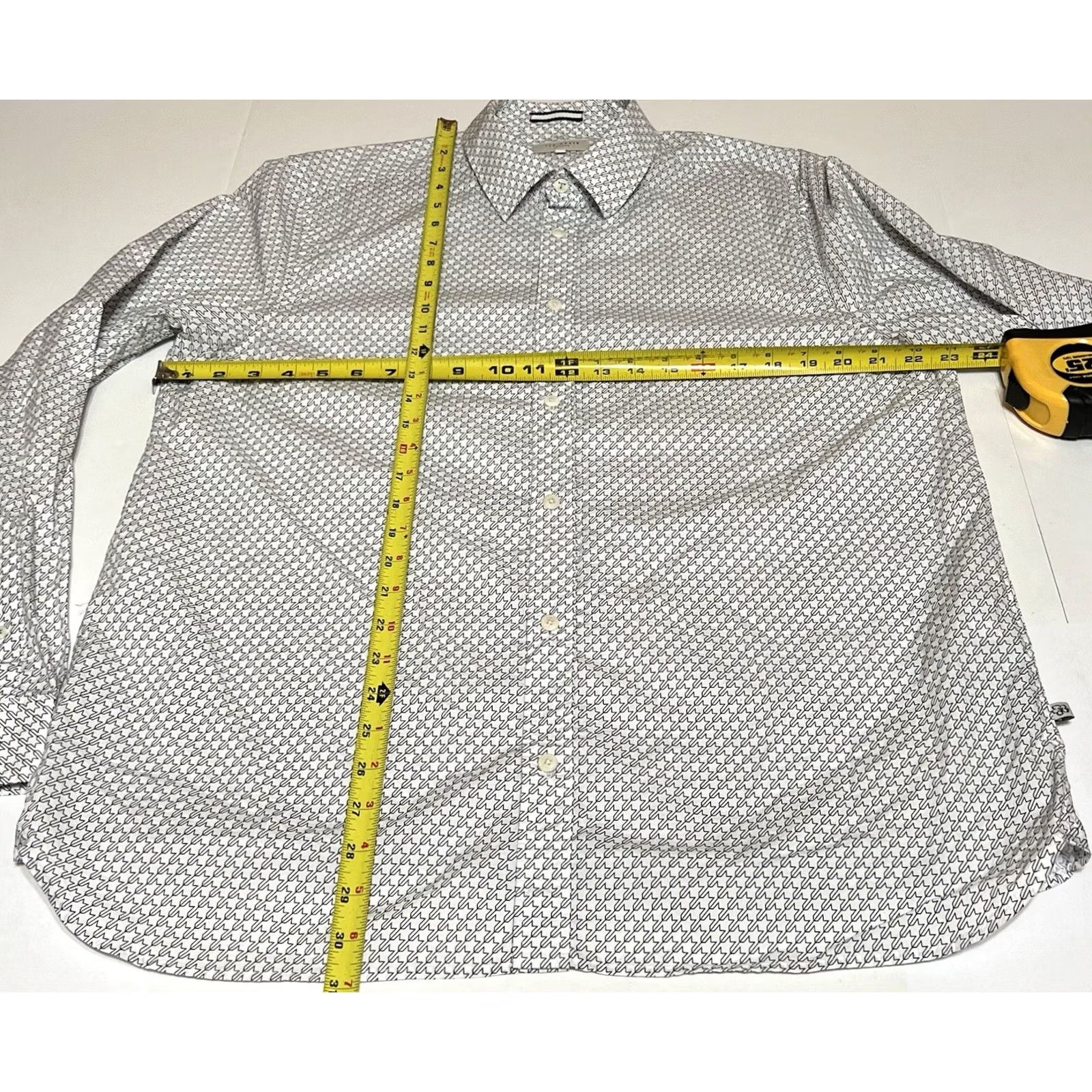 Ted Baker Ted Baker Shirt Mens Size 6 Button Up Long Sleeve Houndstooth All Over Print White Cotton Blend Knit Dress Shirt Mens Regular Year " Size US S / EU 44-46 / 1 - 4 Thumbnail