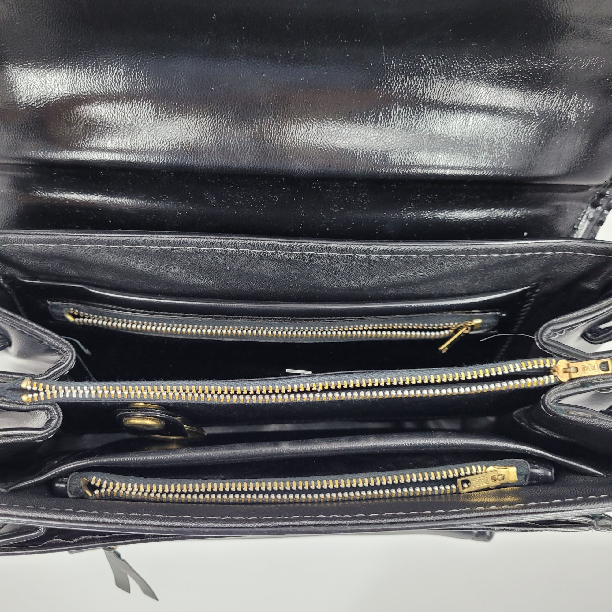 Vintage Vintage 60s Handbag Black Leather Shoulder Bag Adjustable S Size ONE SIZE - 4 Thumbnail