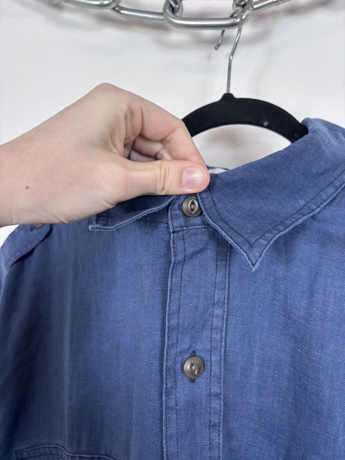 Orvis Vintage Orvis Bush Men’s Blue Linen Short Sleeve Shirt Size US XXL / EU 58 / 5 - 7 Thumbnail