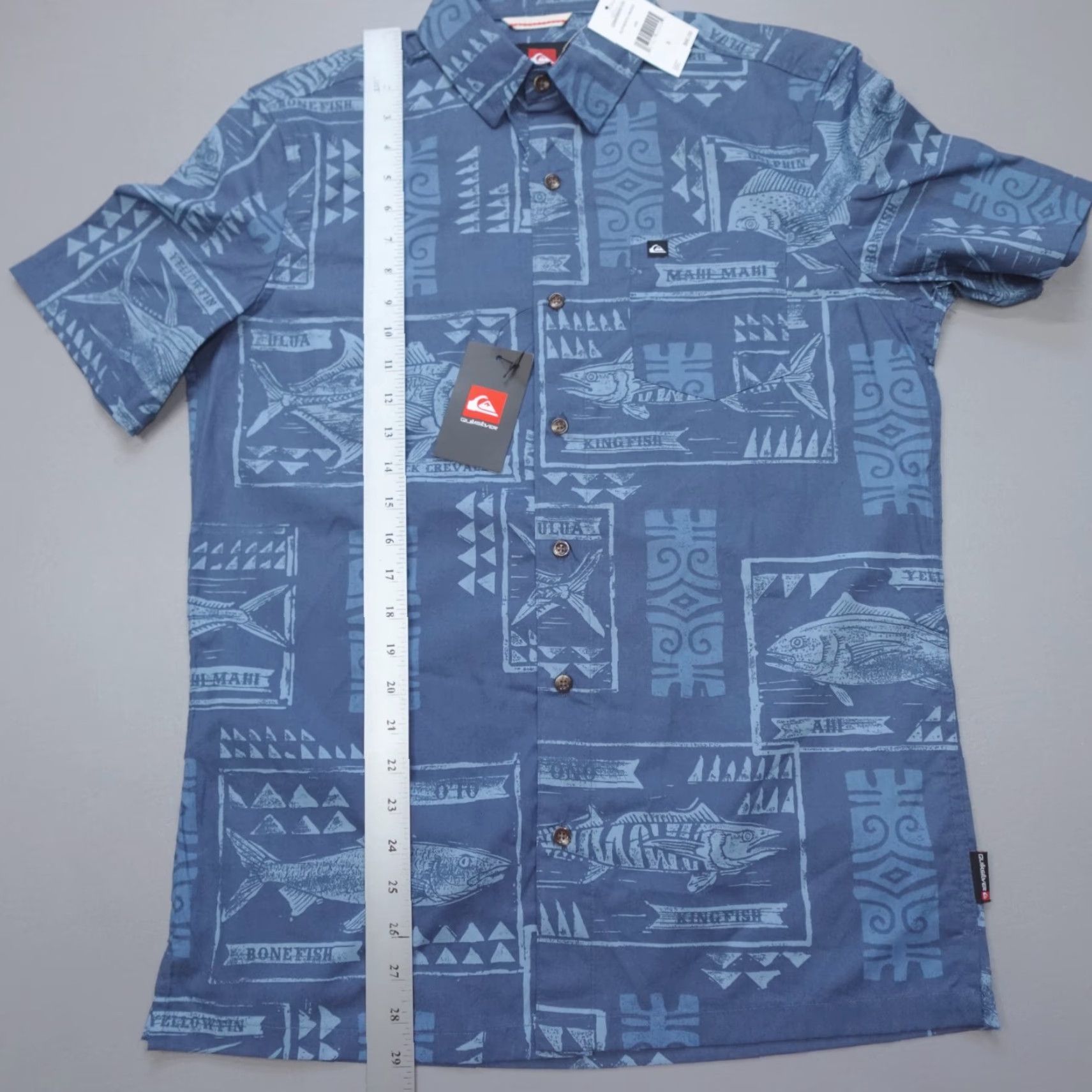 Quiksilver Quiksilver Shirt Men's S Short Sleeve Button-Up Indigo Print Catch Woven Collared Size US S / EU 44-46 / 1 - 6 Thumbnail