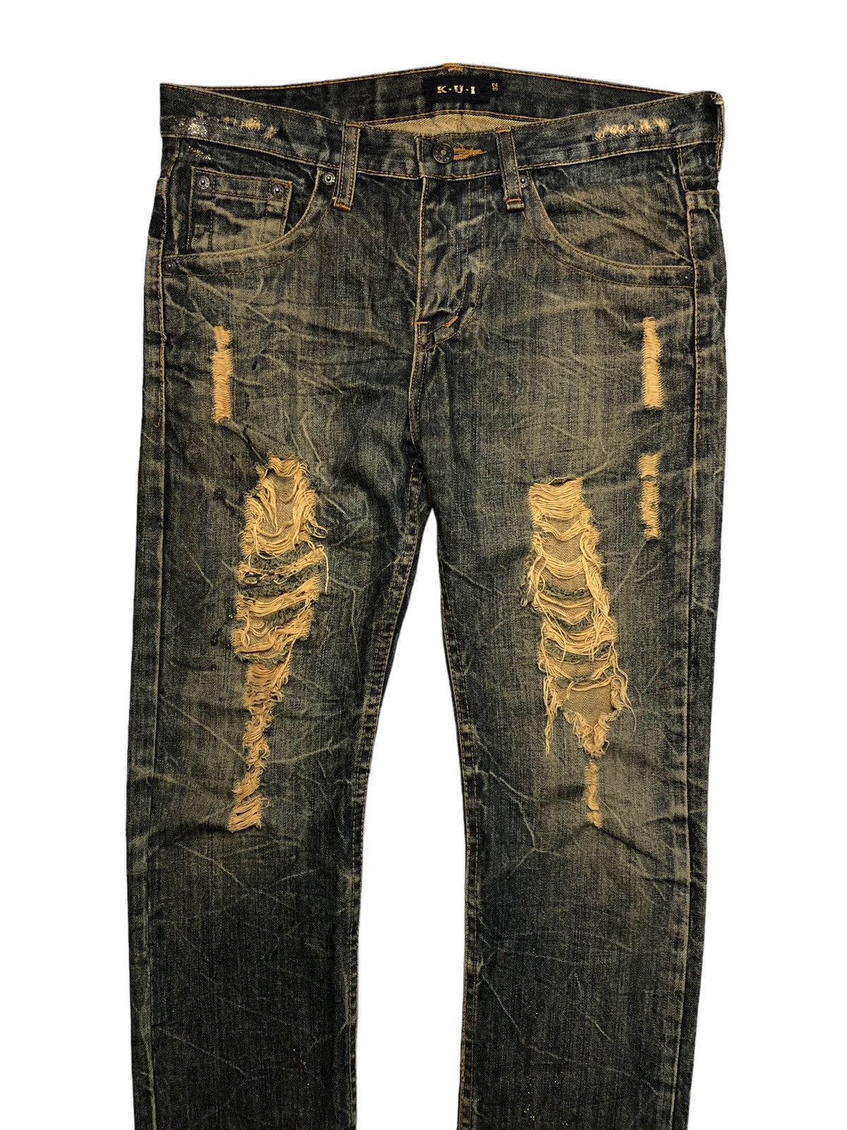 Japanese Brand Japanese Brand KUI distressed glitter rusty denim pants Size US 33 - 3 Thumbnail