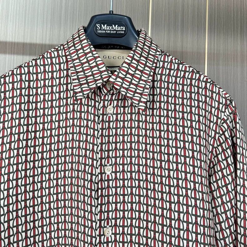Gucci Gucci Red and green horse buckle mulberry silk long-sleeved Size US S / EU 44-46 / 1 - 3 Thumbnail