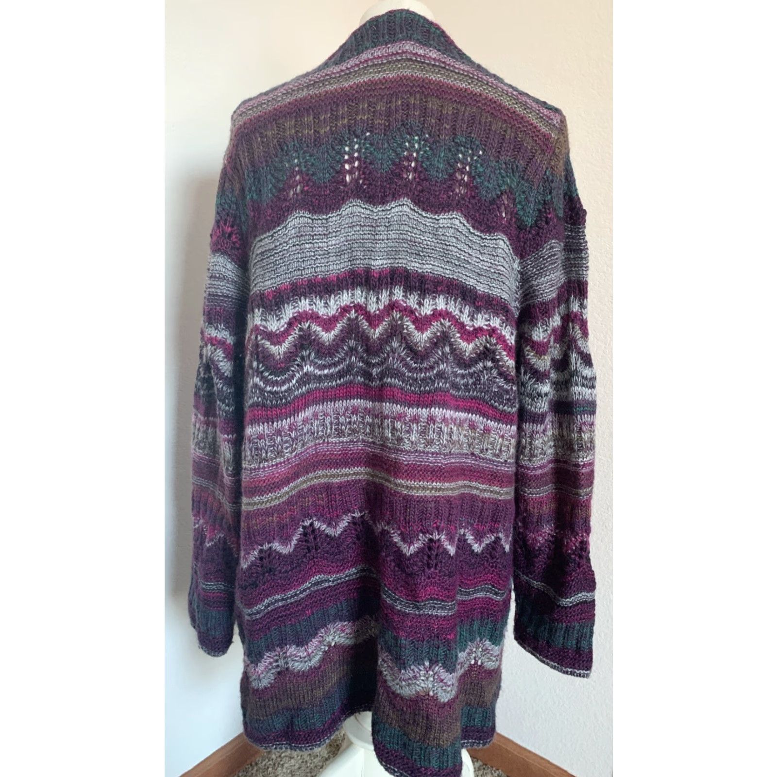 J. Jill J. Jill Cardigan Wool Blend Button Closure Knit Sweater XL Women Multicolor Purple Teal Long Sleeve Size XL / US 12-14 / IT 48-50 - 3 Thumbnail