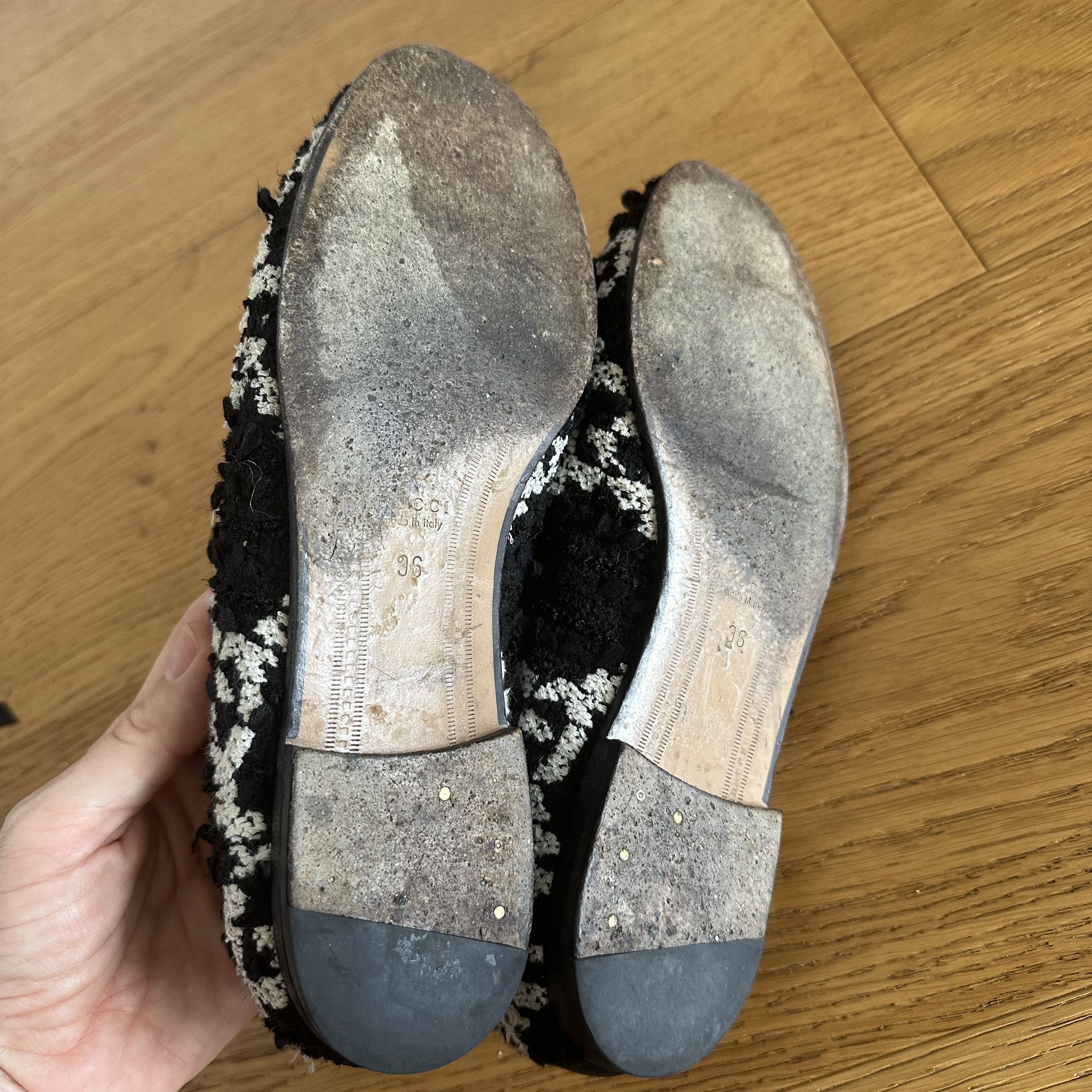 Gucci GUCCI Jordaan loafers in black and white GG Tweed Size US 6.5 / IT 36.5 - 10 Thumbnail