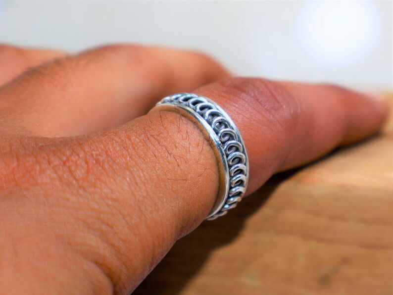 Handmade Spinner Ring, 925 Silver Promise Ring, Handmade Boho Jewelry Size ONE SIZE - 5 Thumbnail