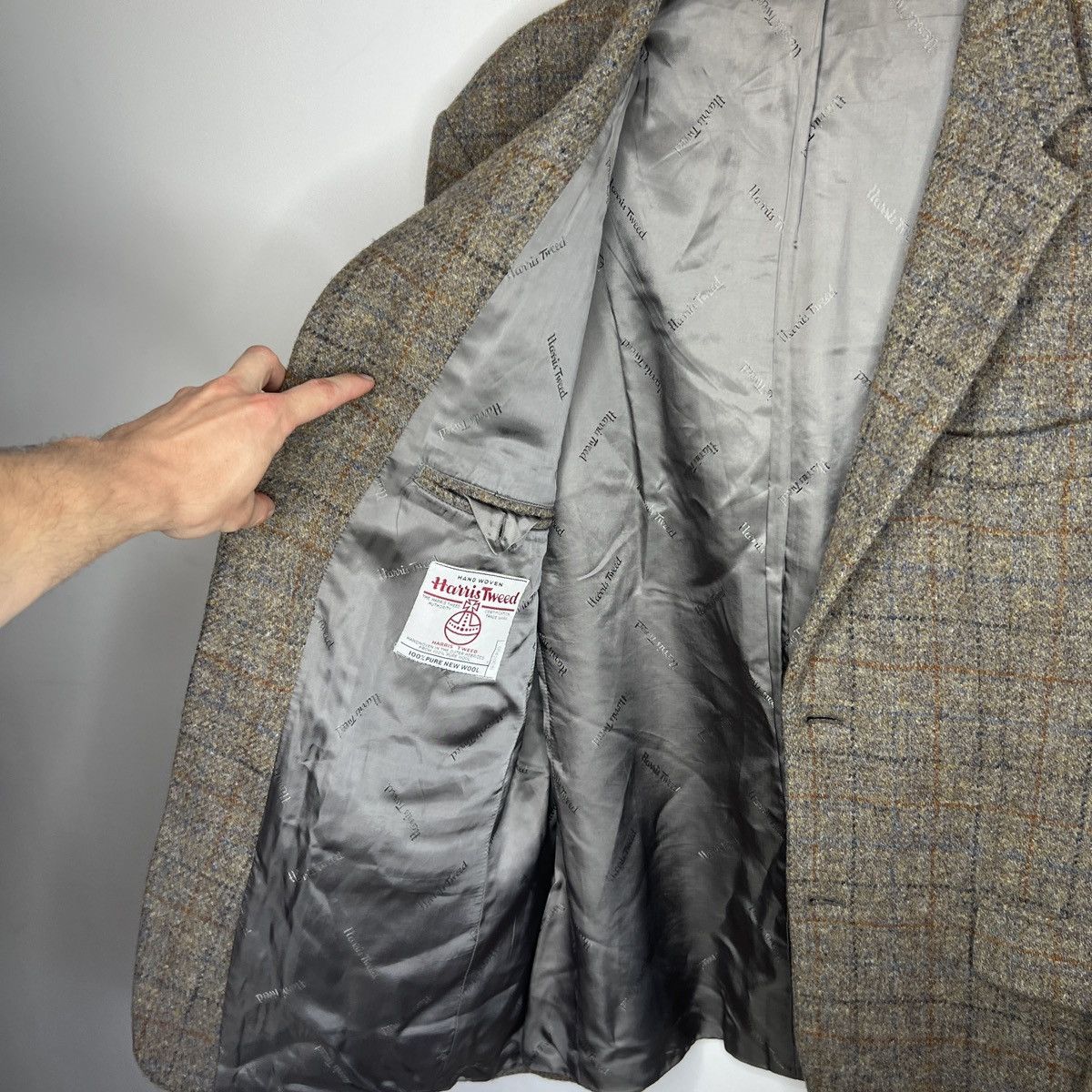 Harris Tweed Vtg Harris Tweed Brown Beige Coat WOOL Jacket Blazer 44 R Size 44R - 7 Thumbnail