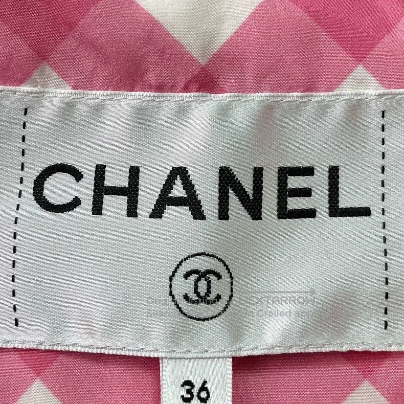 Chanel Chanel 23C pink and white plaid logo waist jacket Size XS / US 0-2 / IT 36-38 - 7 Thumbnail