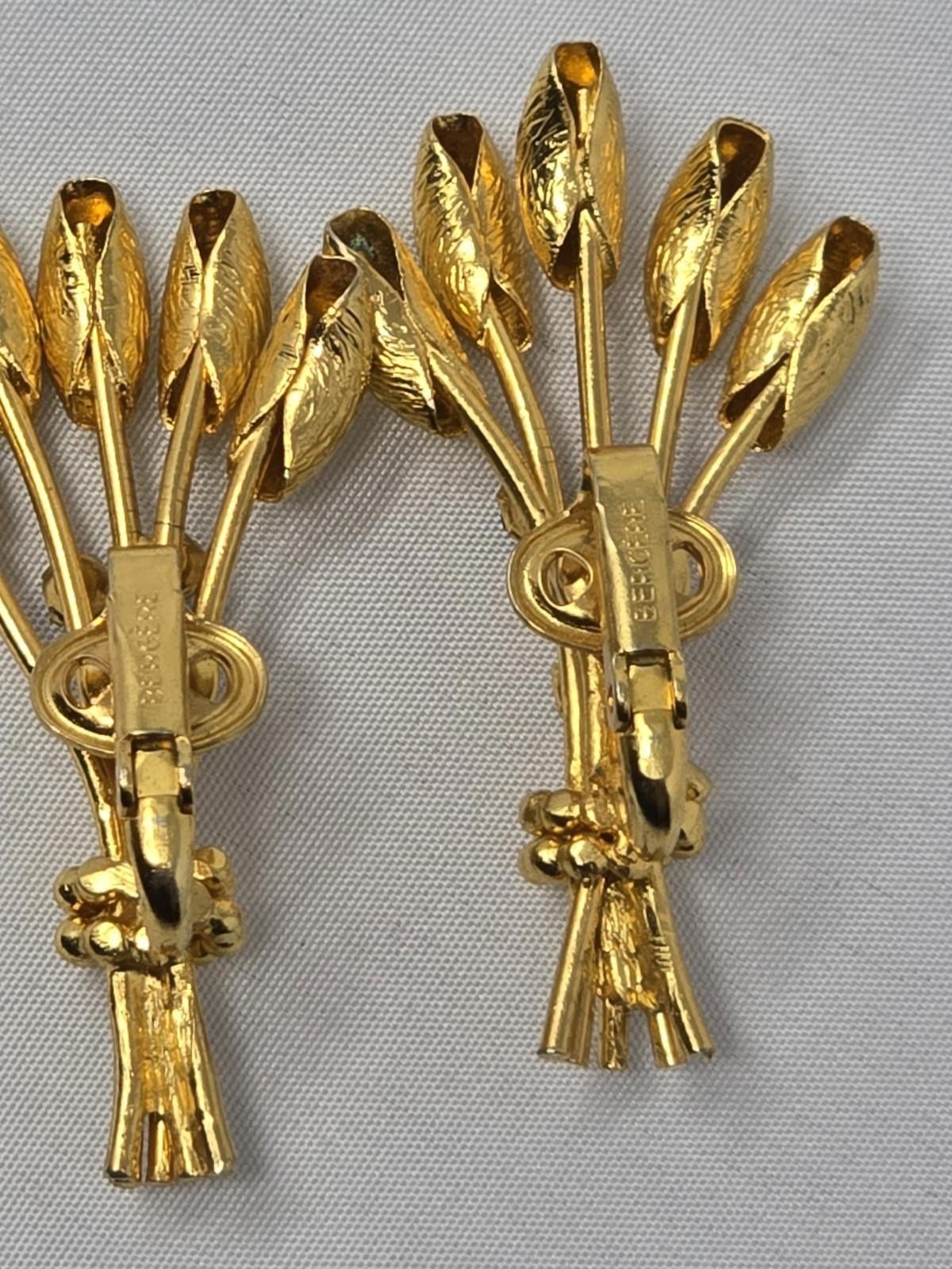 Other Vintage Bergère Gold-Tone Rhinestone Wheat Clip-On Earrings Size ONE SIZE - 6 Thumbnail