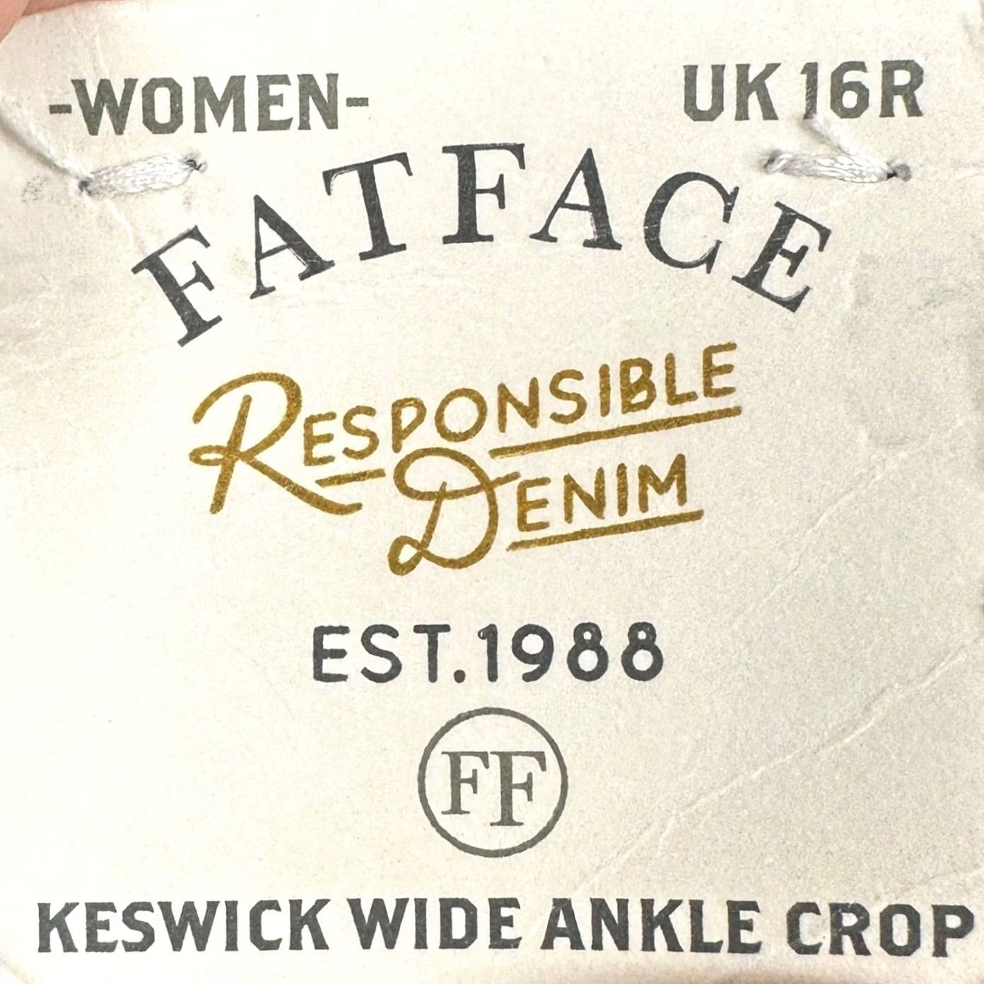 FatFace Fat Face Keswick Jeans Cropped Wide Leg Womens 16R Black Denim NEW Pockets Comfort Stretch Size 38" / US 16 / IT 52 - 2 Thumbnail