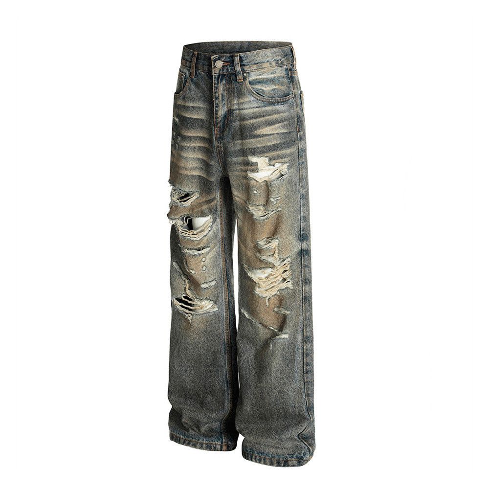 Japanese Brand × Jean Men's punk distressed washed loose heavy ripped jeans Size US 32 / EU 48 - 2 Thumbnail