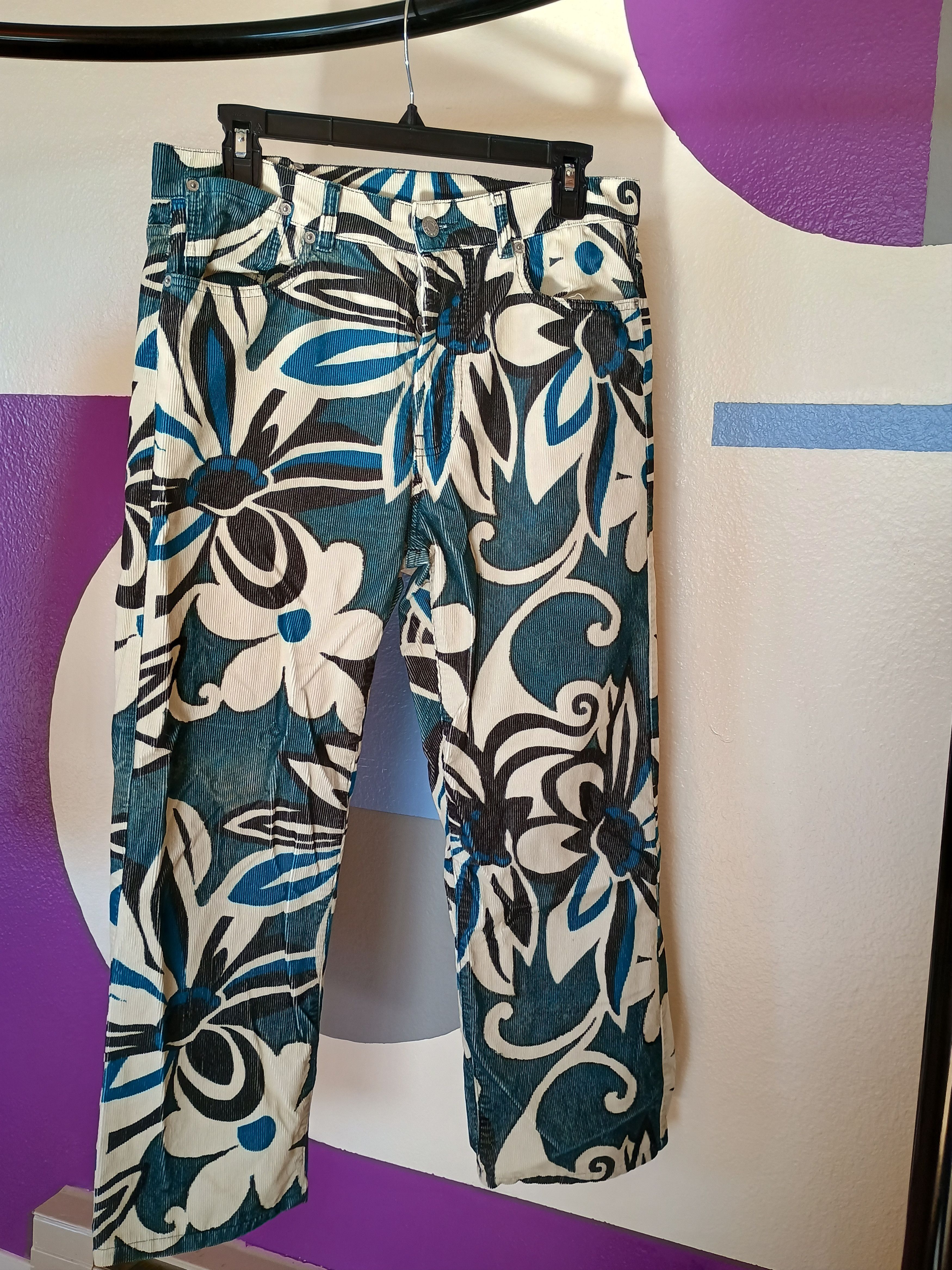 Dries Van Noten Floral print corduroy straight leg pants Size US 29 - 1 Thumbnail