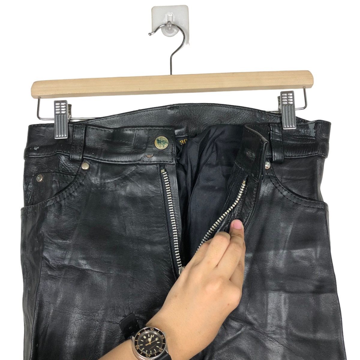 Toyo Enterprises ☄️True Vintage 1940 Leather Pants Military Army Work Size US 28 / EU 44 - 9 Thumbnail