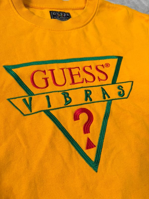 J Balvin Guess X J Balvin Vibras Fleece Sweatshirt Crewneck Yellow M Size US M / EU 48-50 / 2 - 4 Thumbnail