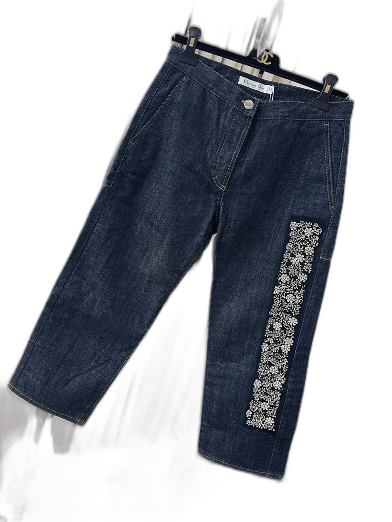 Dior Dior Embroidered Beaded Wide-Leg Jeans Size 34" / US 12 / IT 48 - 1 Thumbnail