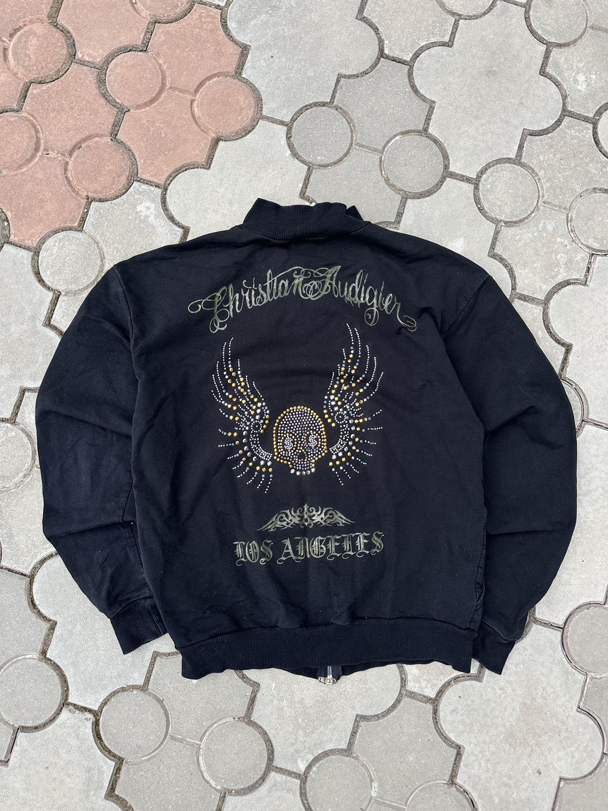 Vintage Christian Audigier Skull Avant Garde Zip Hoodie
