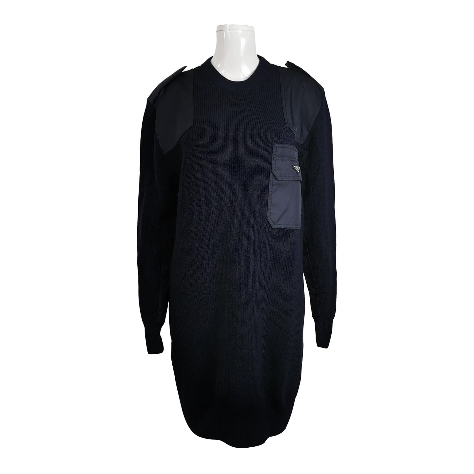 Prada Prada Wool Long Sleeve Dress with Triangle Logo - dmc Size M / US 6-8 / IT 42-44 - 1 Thumbnail