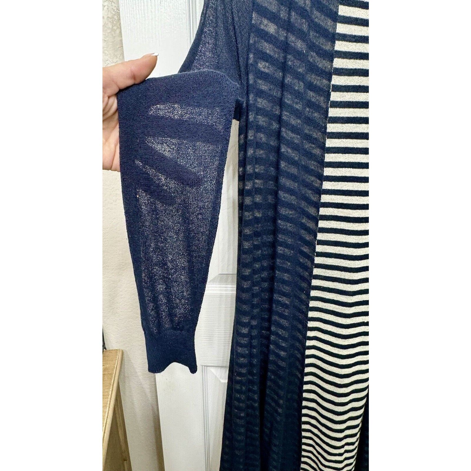 Anthropologie LADAKH Lightweight Open Front Duster Navy Striped - M Size M / US 6-8 / IT 42-44 - 3 Thumbnail