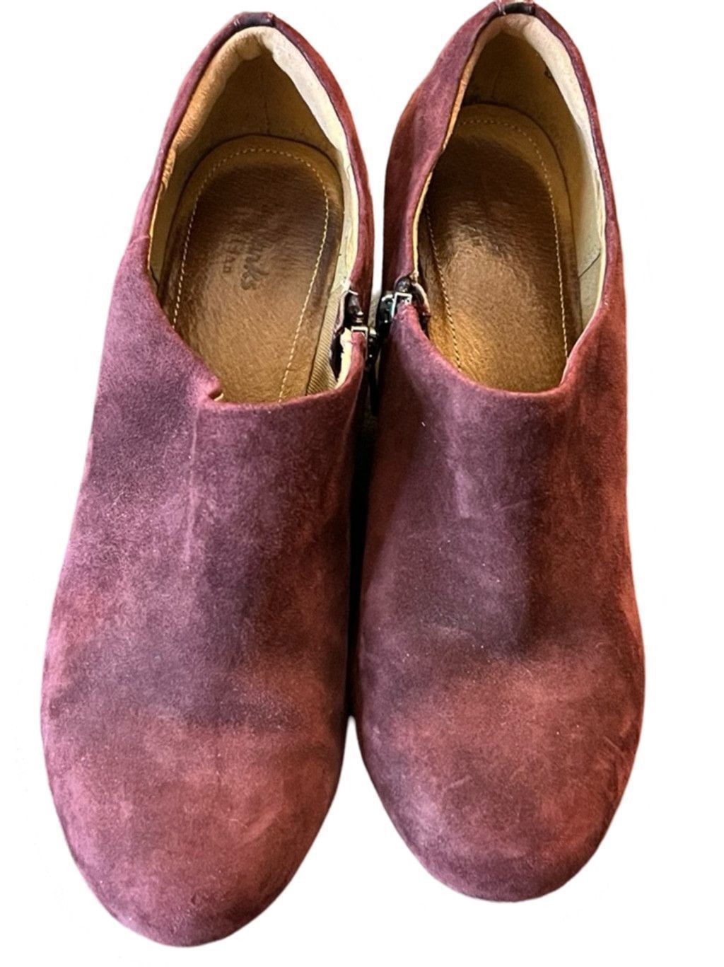 Clarks Clarks Purple Leather Booties Wedge Ankle Boots Zip Up 8.5 Size US 8.5 / IT 38.5 - 2 Thumbnail
