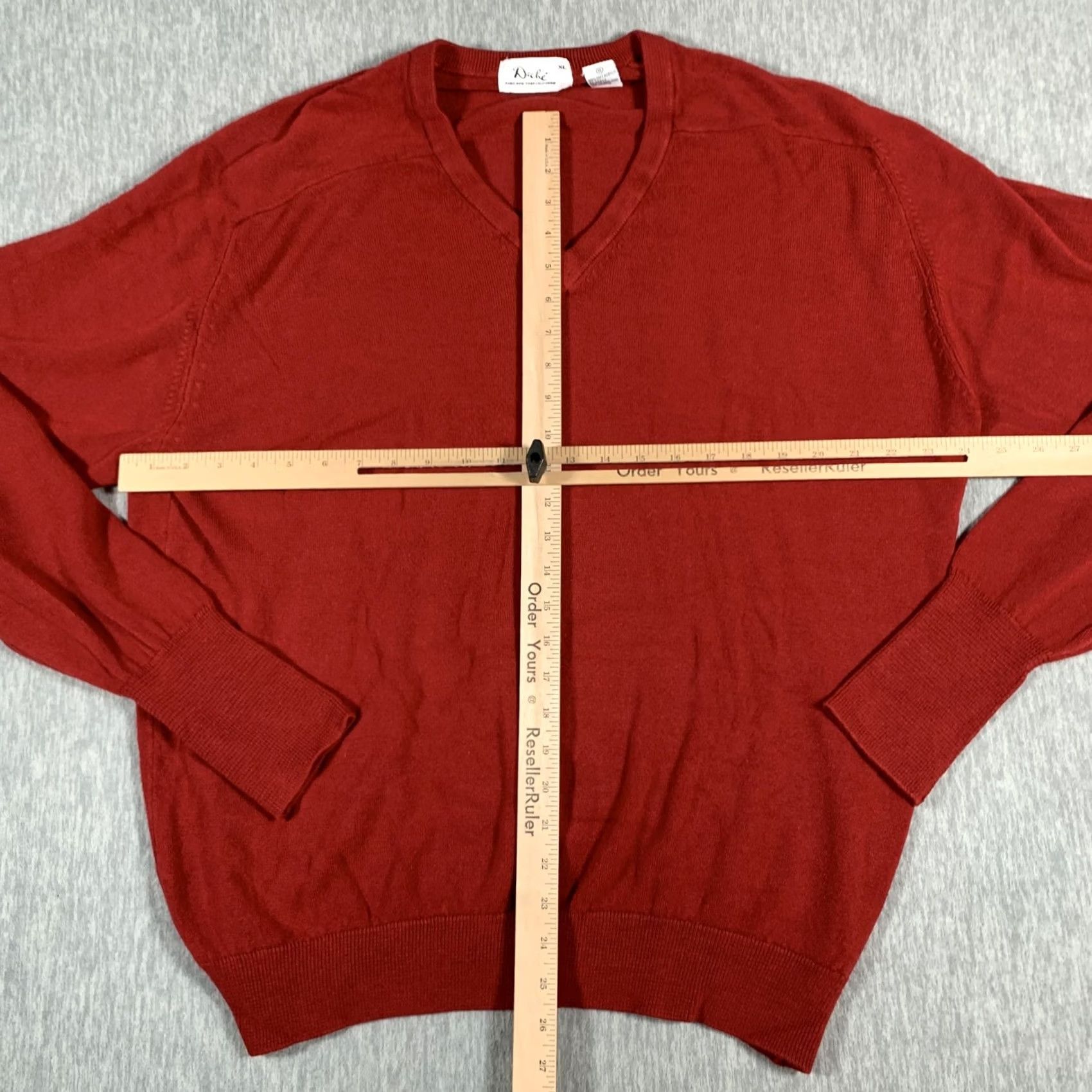 Vintage Dache Sweater Mens XL Red V-Neck Acrylic Knit Pullover Lightweight Long Sleeve Size US XL / EU 56 / 4 - 6 Thumbnail