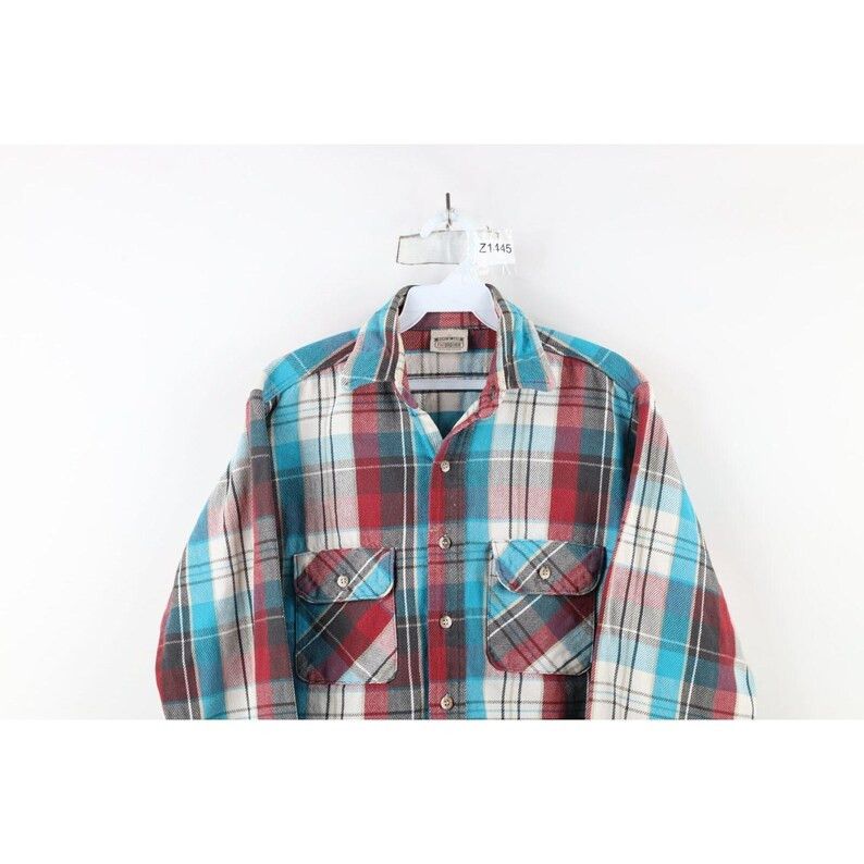 FiveBrother 90s Five Brother Mens M Distressed Heavy Flannel Size US S / EU 44-46 / 1 - 2 Thumbnail