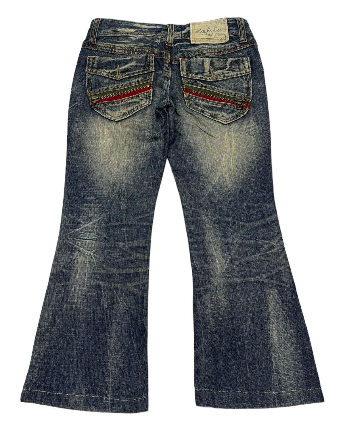 Japanese Brand Vintage Lolita Flare Distressed Denim Jeans Size 29" - 2 Thumbnail