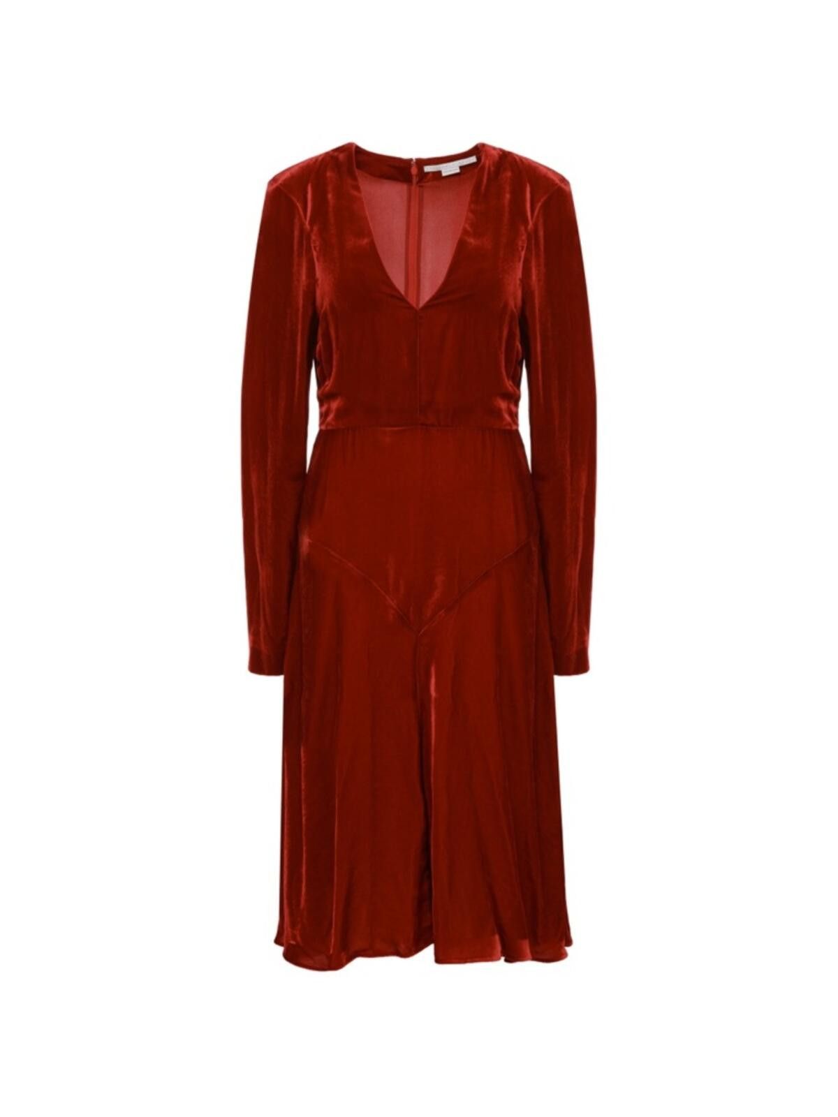 Stella McCartney Stella McCartney Velvet Dress IT44 Bordeaux Silk V Neck Size XL / US 12-14 / IT 48-50 - 2 Thumbnail