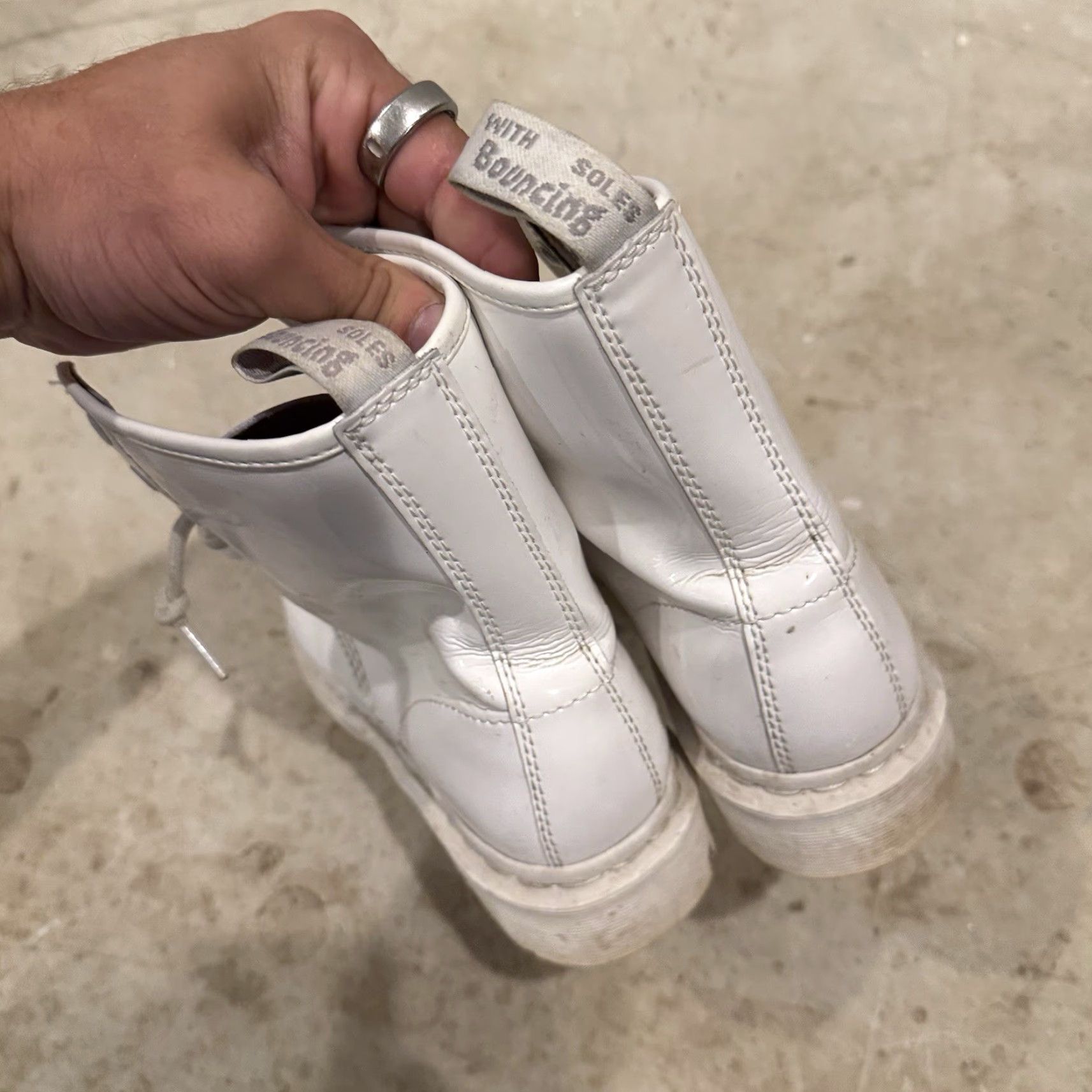 Dr. Martens VINTAGE Dr Martens Combat Boots Womens Size 8 White 1040 Boots Platform Leather 8 Eyes Womens Size US 6 / IT 36 - 6 Thumbnail