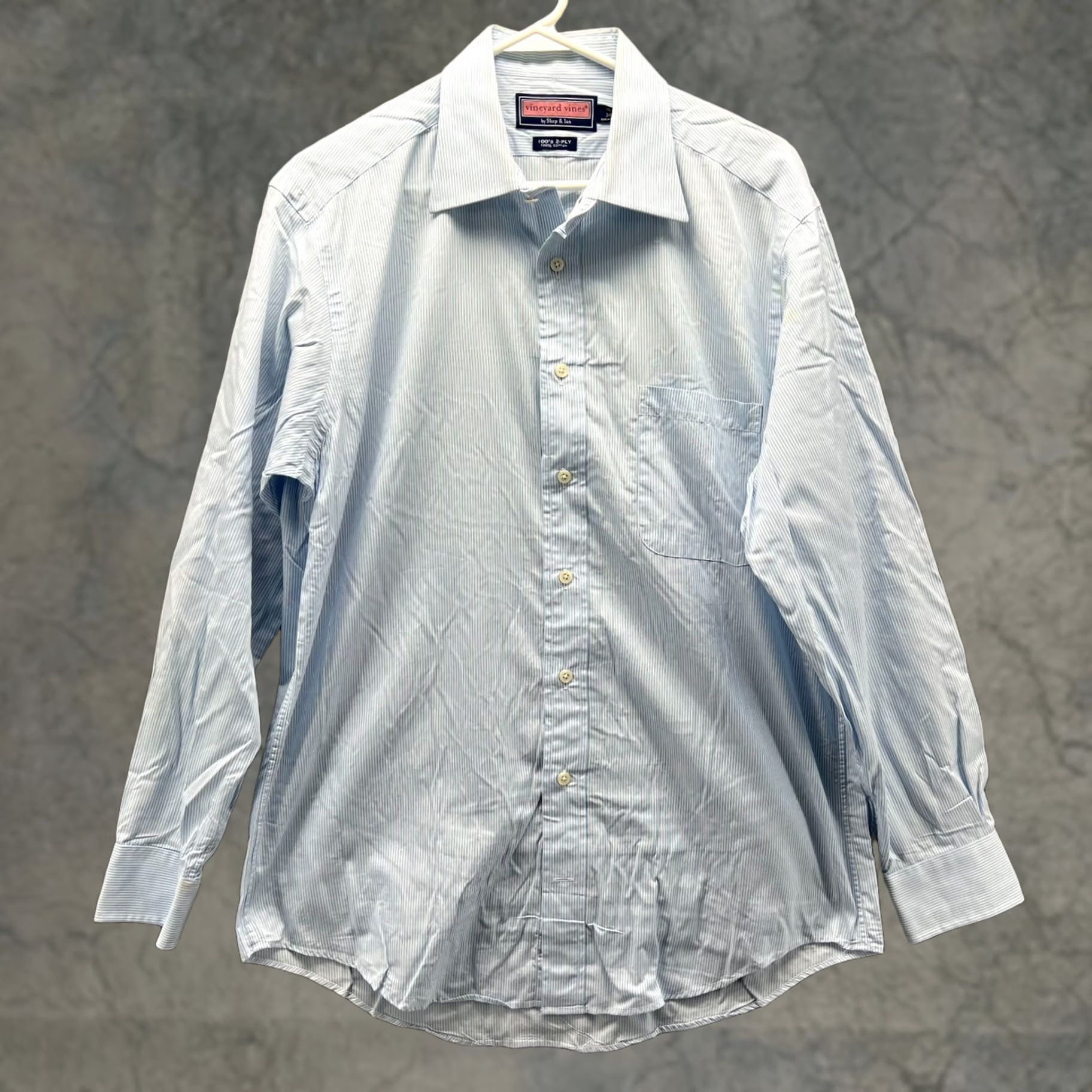 Vineyard Vines Vineyard Vines Shirt Mens 16 Blue Button-Down Oxford Dress 100's 2 Ply Blue Size 42R - 1 Thumbnail