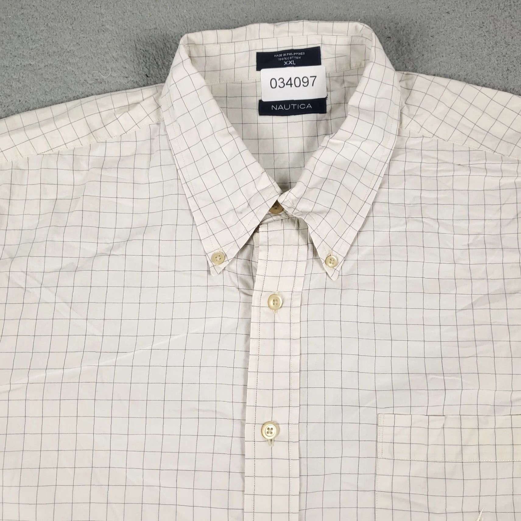 Nautica Nautica Shirt Mens 2XL Beige Check Button-Up Short Sleeve Casual Business Formal Party/Cocktail Travel Workwear Mens Size US XXL / EU 58 / 5 - 2 Thumbnail