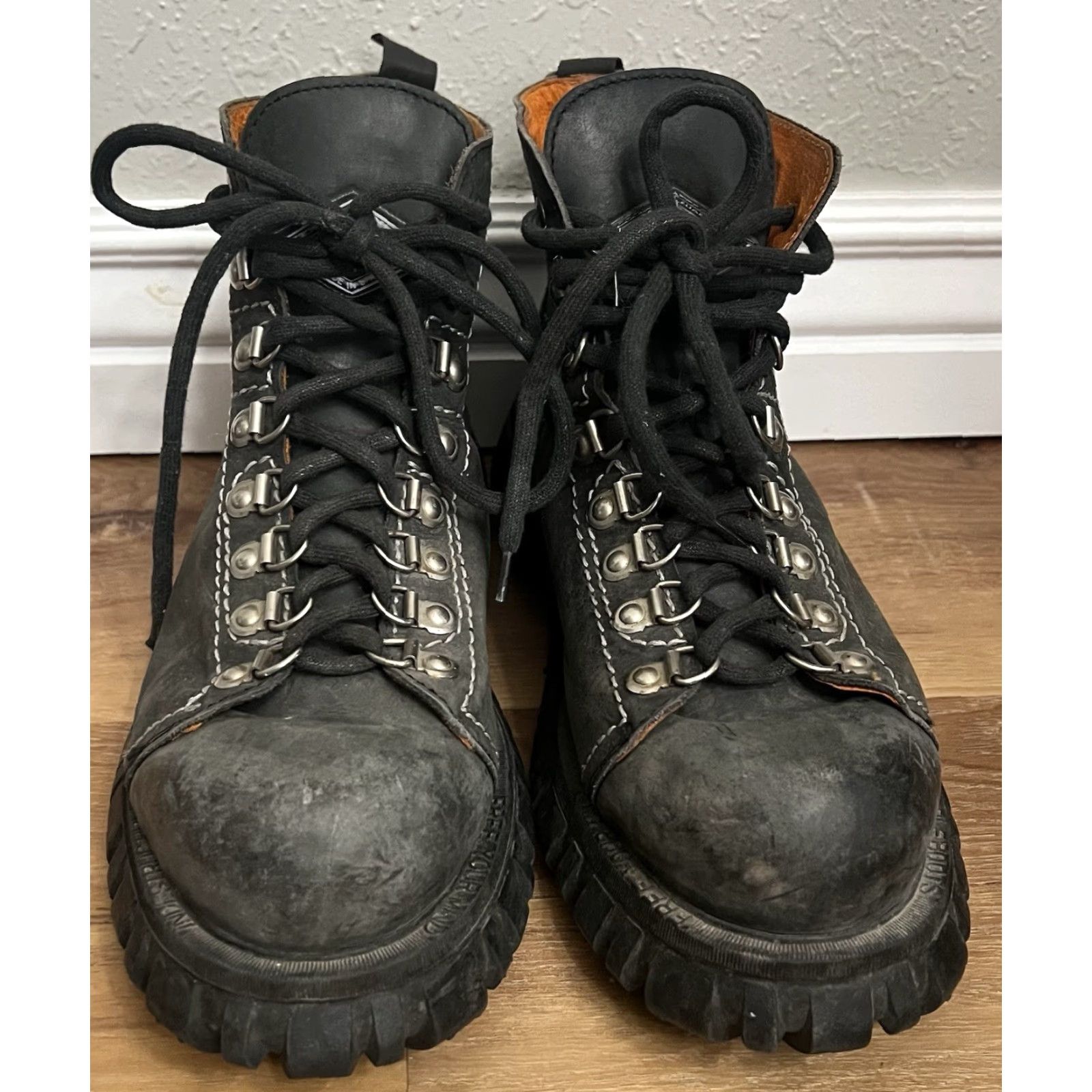 Vintage VINTAGE Bunker Boots Lace Up Combat Goth Grunge 12 H2F Men Boots Gray 90s Suede Leather? Size US 12 / EU 45 - 4 Thumbnail