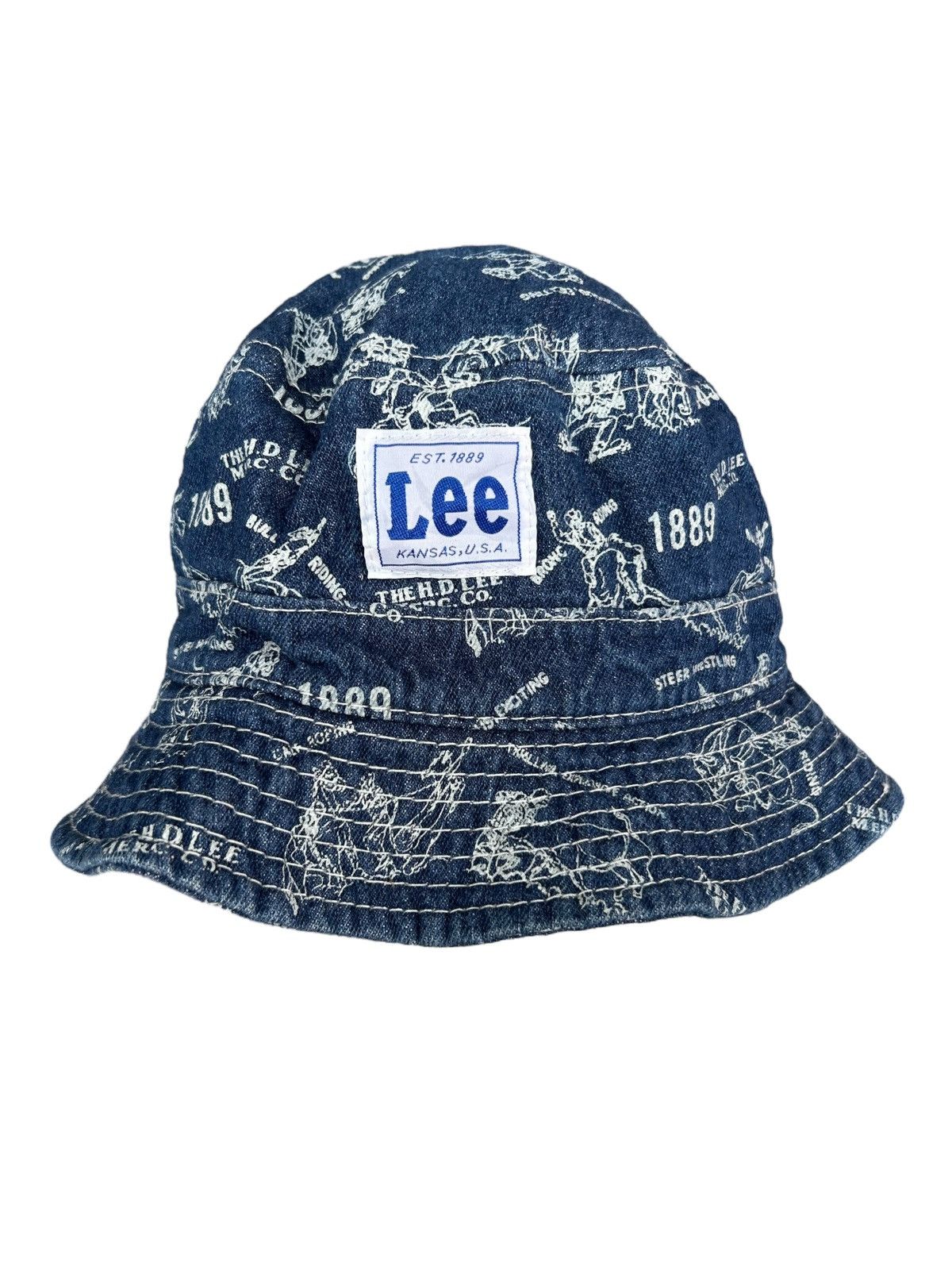 Japanese Brand × Kapital × Vintage Lee Denim Bucket Hats Full Print Bucket Hats Size ONE SIZE - 1 Thumbnail