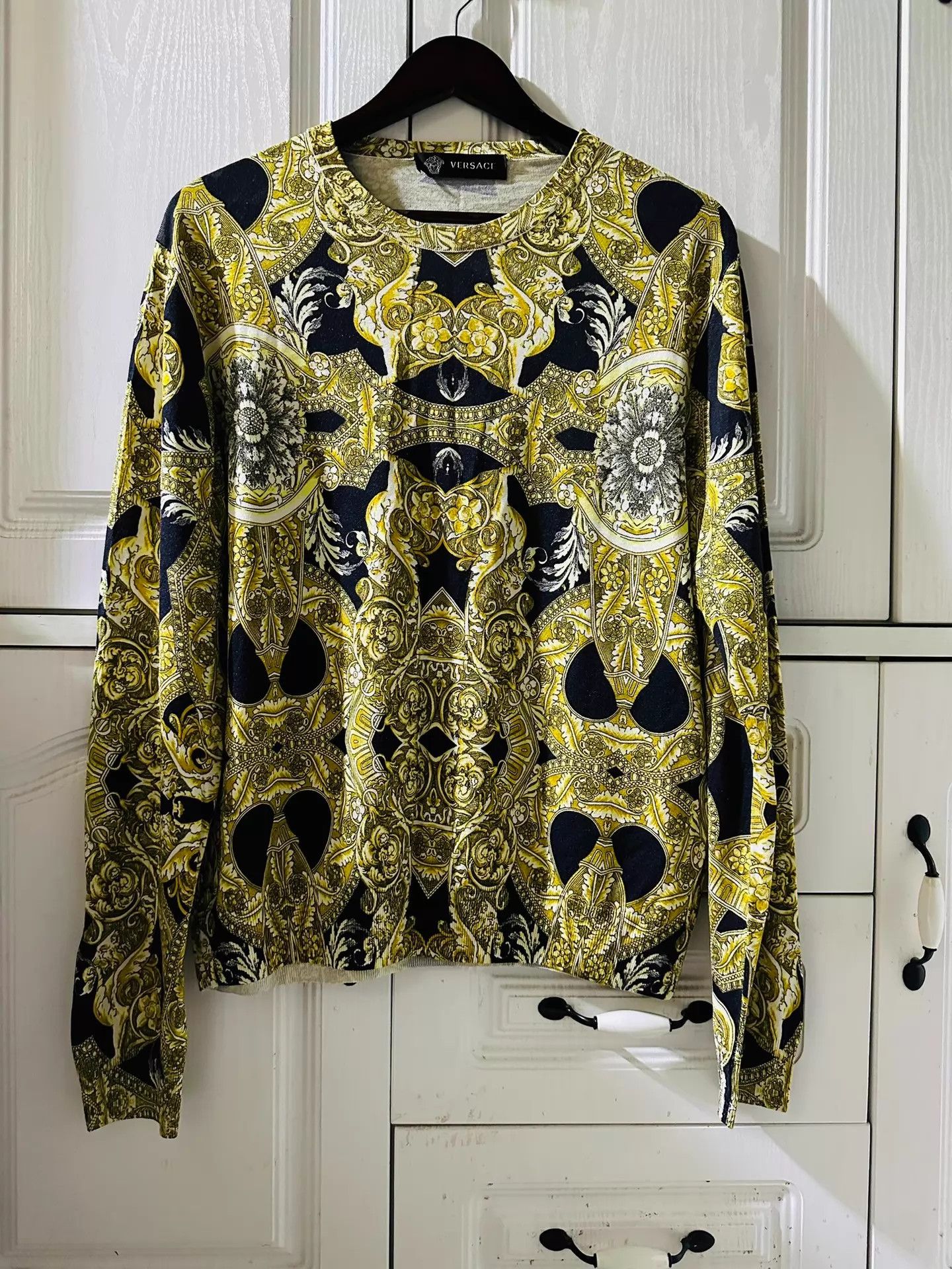 Versace Versace 100% Silk Knit Sweater Baroque BlackGold M Size US M / EU 48-50 / 2 - 1 Thumbnail